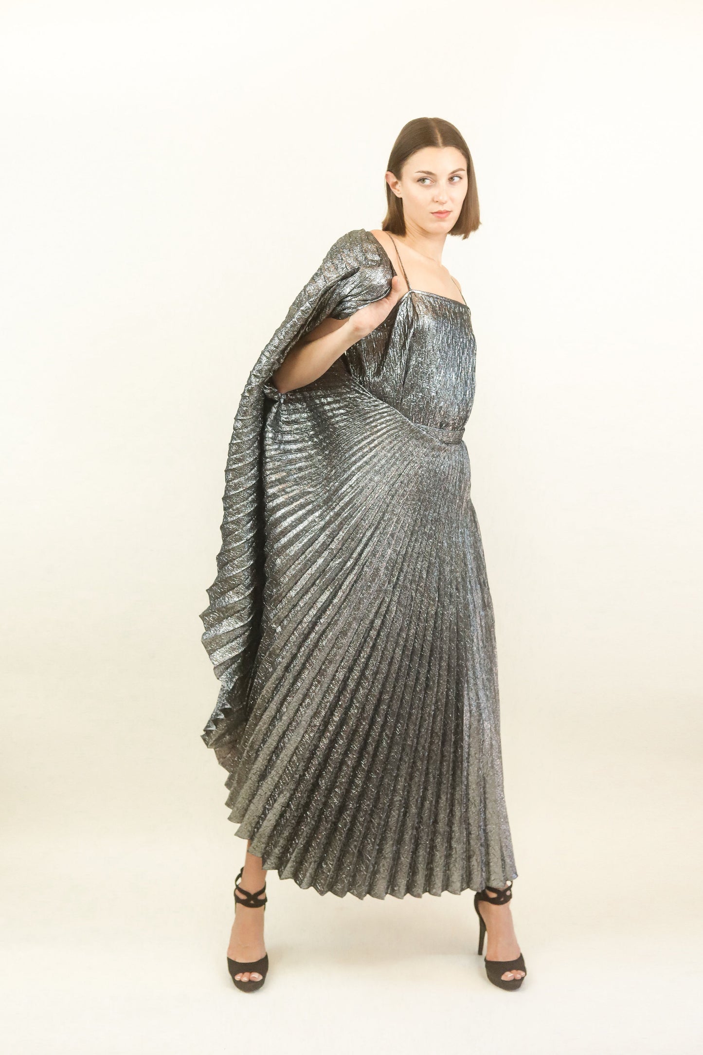Adolfo Liquid Silver Skirt Set - The Kit Vintage