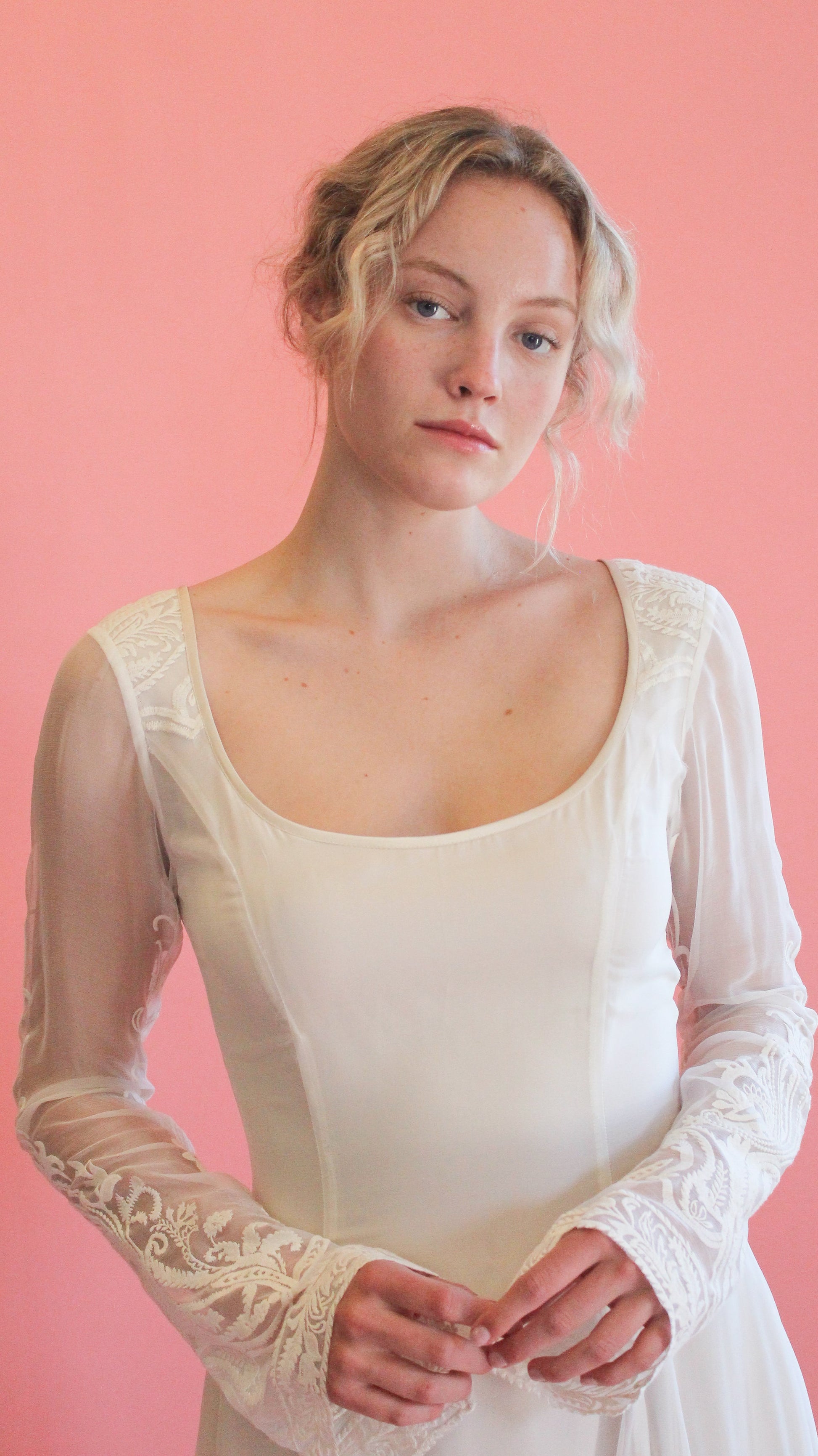 Jane Booke Embroidered White Gown - The Kit Vintage