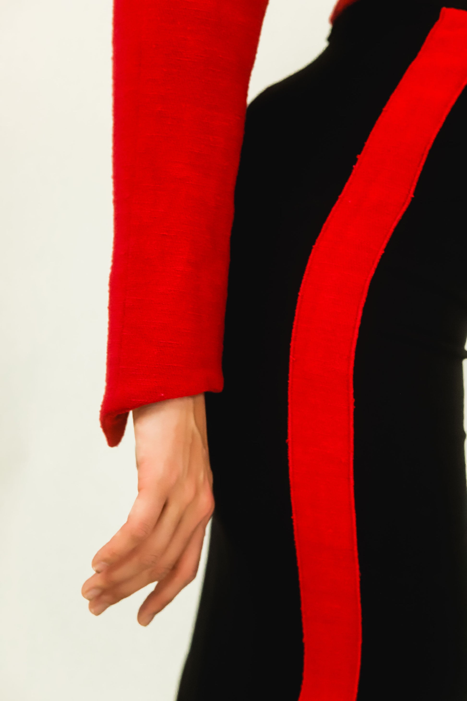 Karl Lagerfeld Red & Black Color Block Skirt Suit - The Kit Vintage