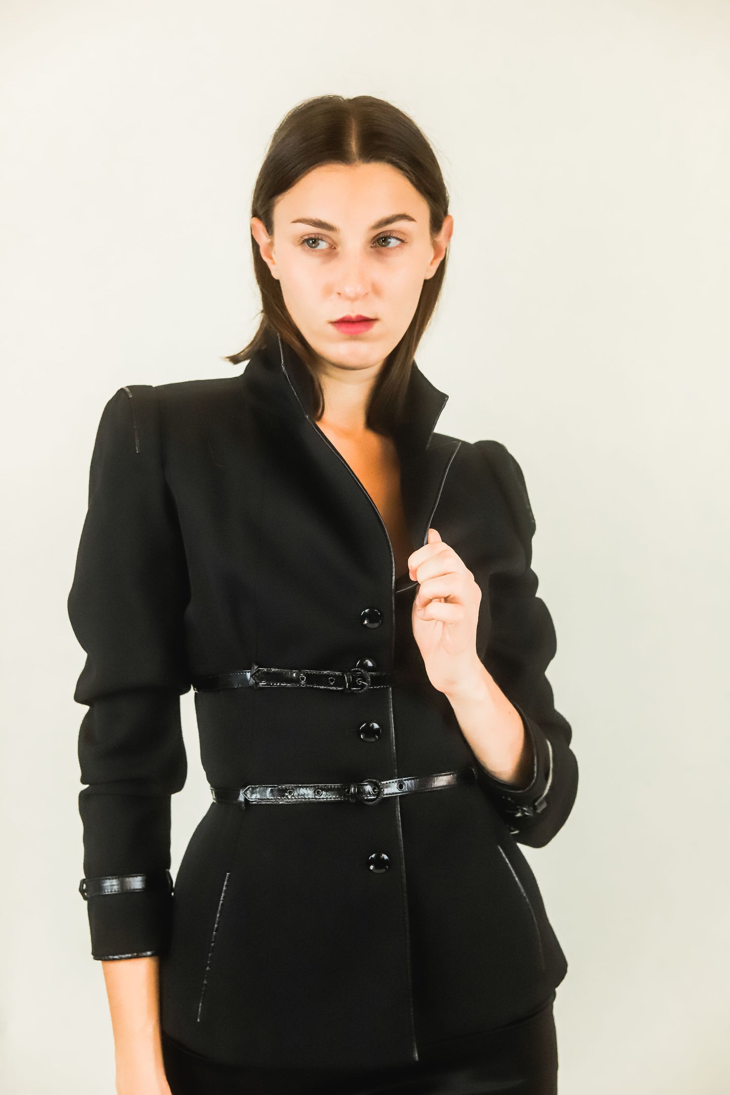 Karl Lagerfeld Belted Skirt Suit