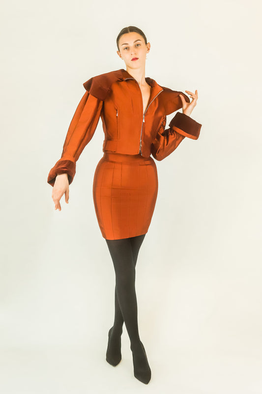 Claude Montana Metallic Shawl Collar Skirt Suit - The Kit Vintage