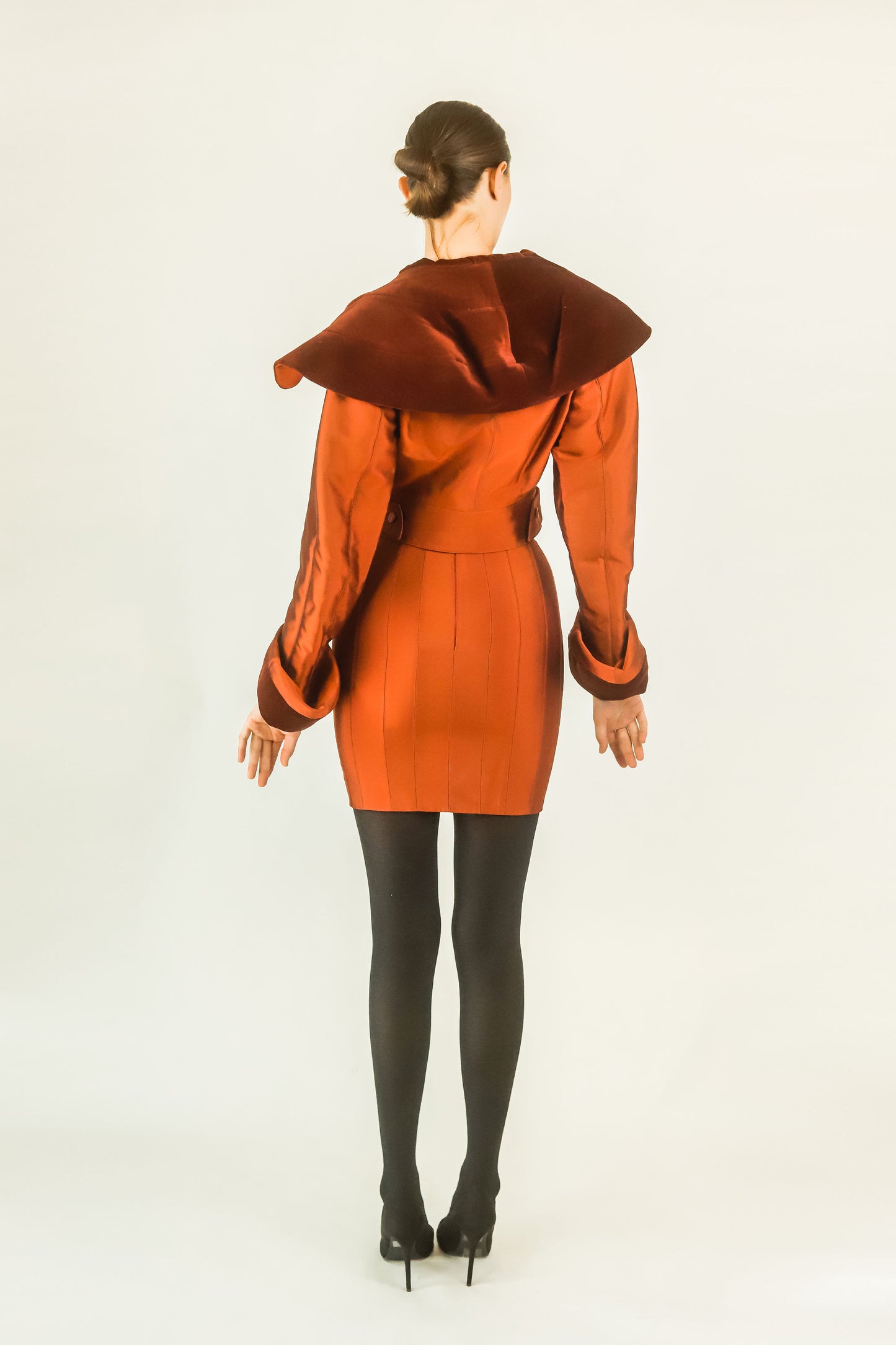 Claude Montana Metallic Shawl Collar Skirt Suit