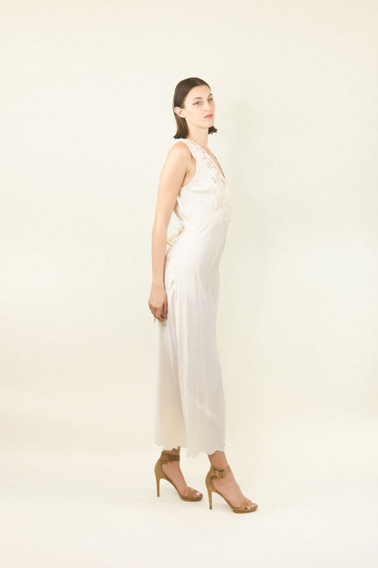 Ivory Silk and Lace Dress and Robe Set - The Kit Vintage