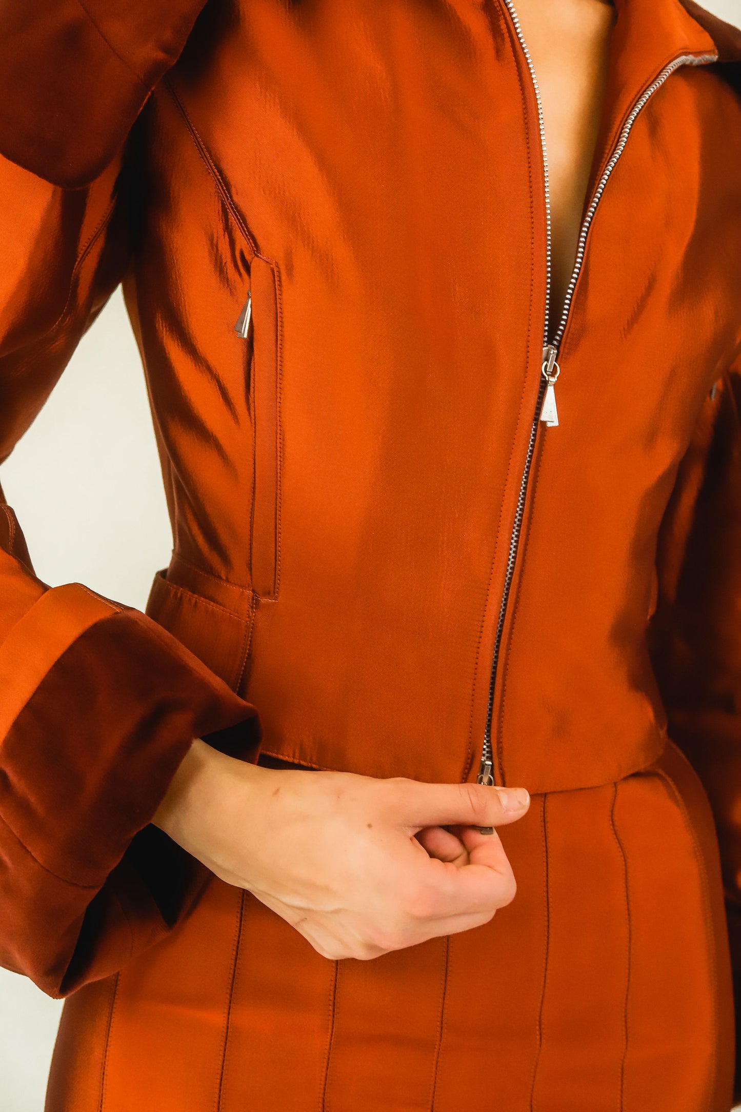 Claude Montana Metallic Shawl Collar Skirt Suit