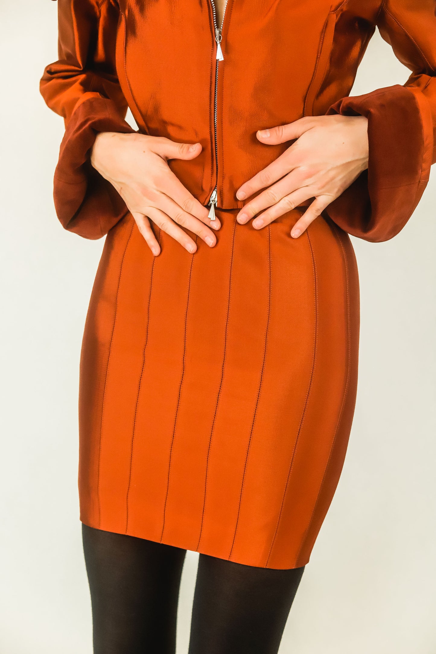 Claude Montana Metallic Shawl Collar Skirt Suit