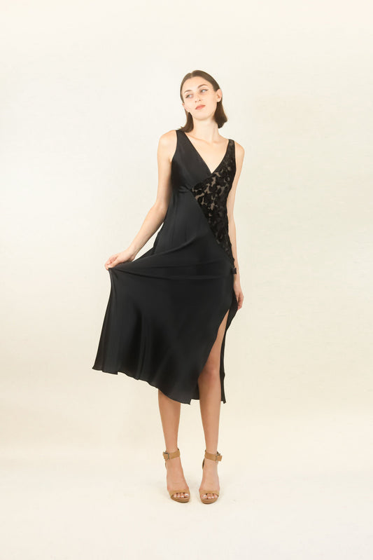 Valentino Black Slip Dress and Robe Set - The Kit Vintage
