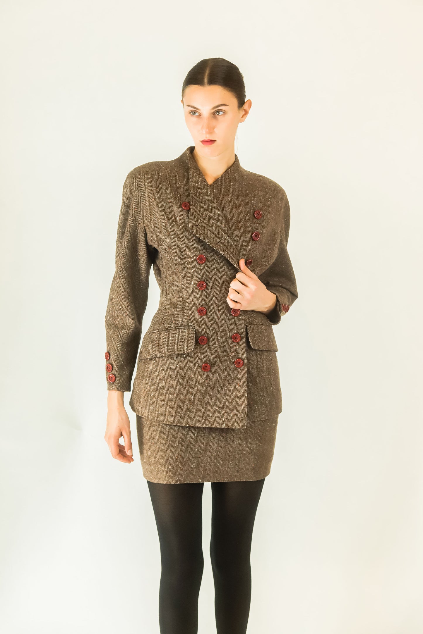 Jacques Molko Wool 3 Piece Cape Skirt Suit