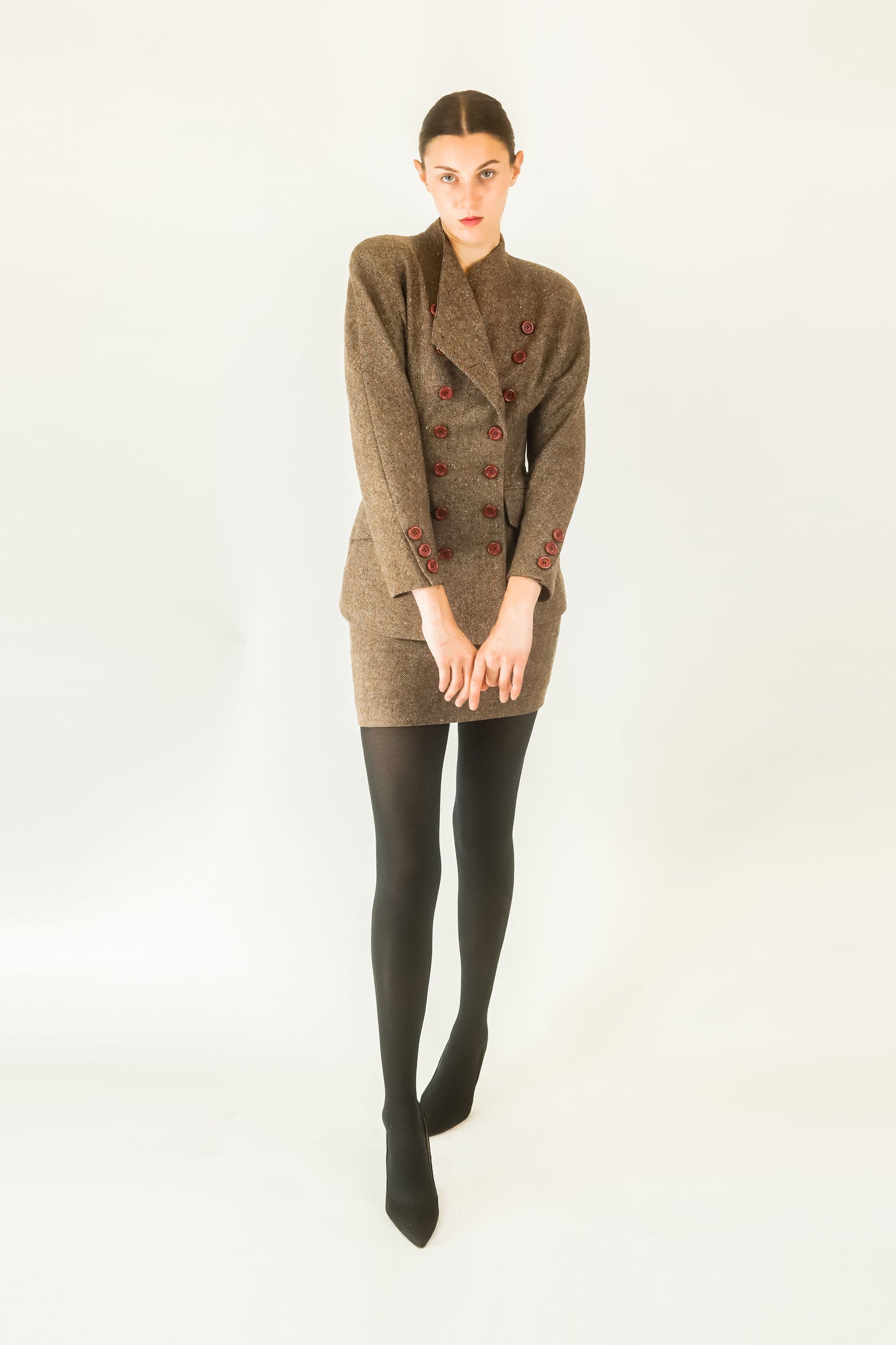 Jacques Molko Wool 3 Piece Cape Skirt Suit