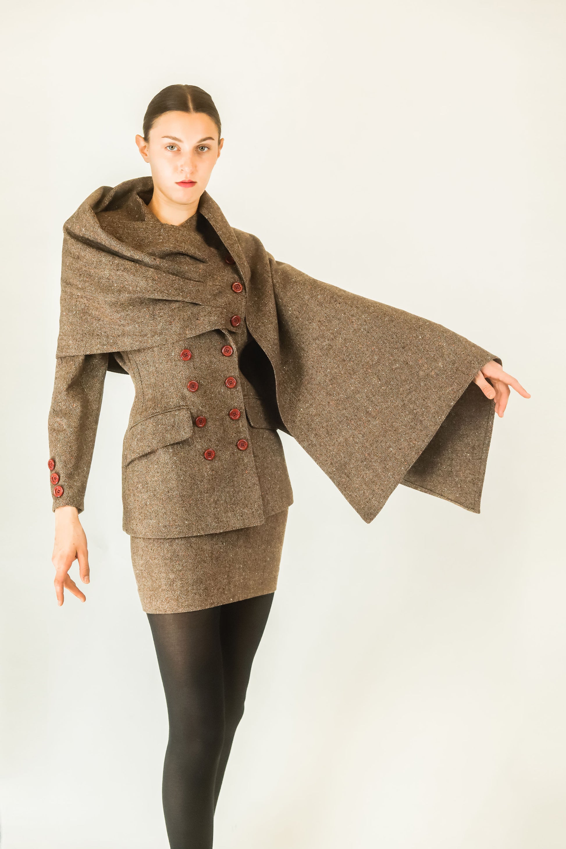 Jacques Molko Wool 3 Piece Cape Skirt Suit - The Kit Vintage
