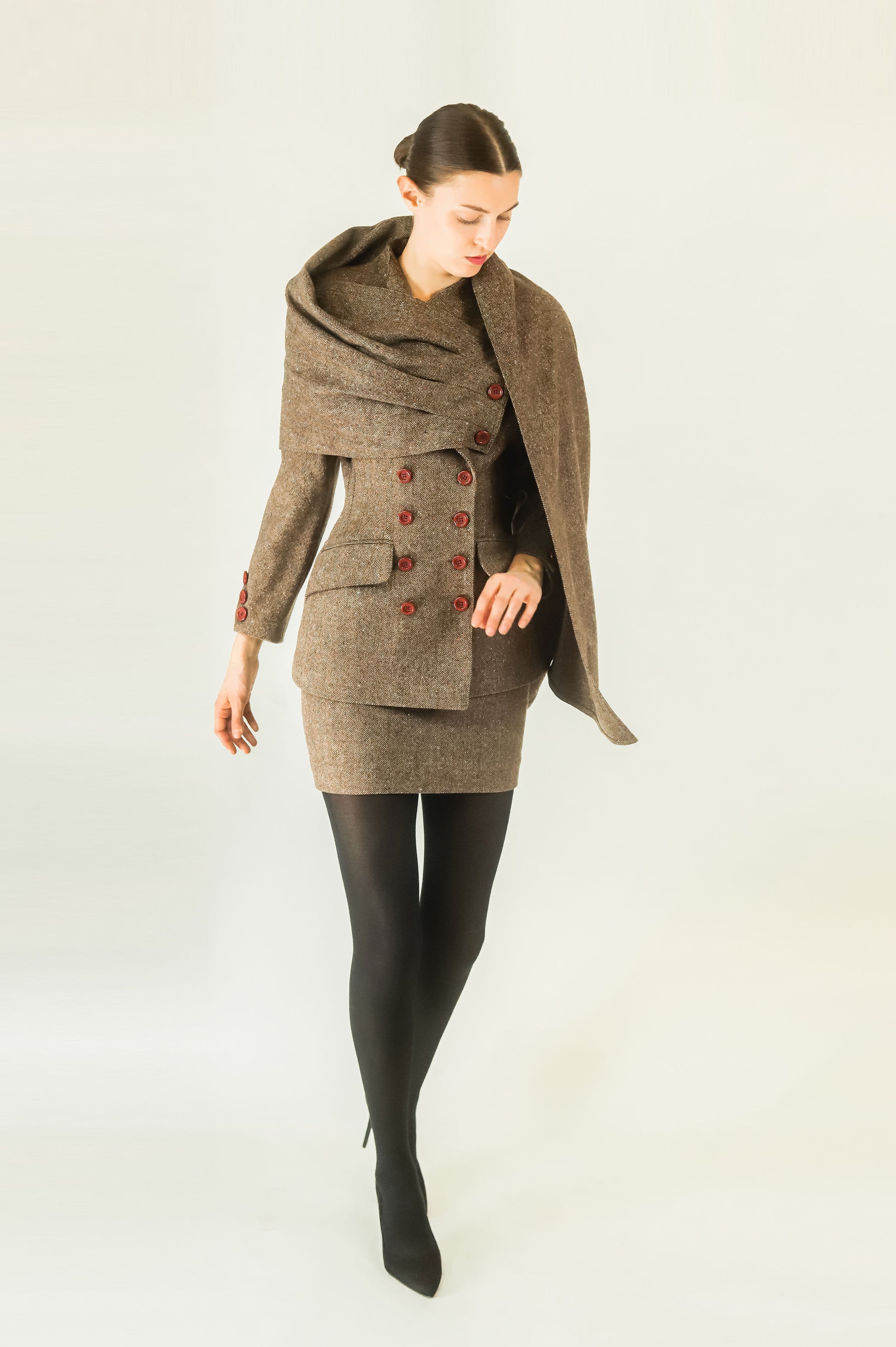Jacques Molko Wool 3 Piece Cape Skirt Suit - The Kit Vintage