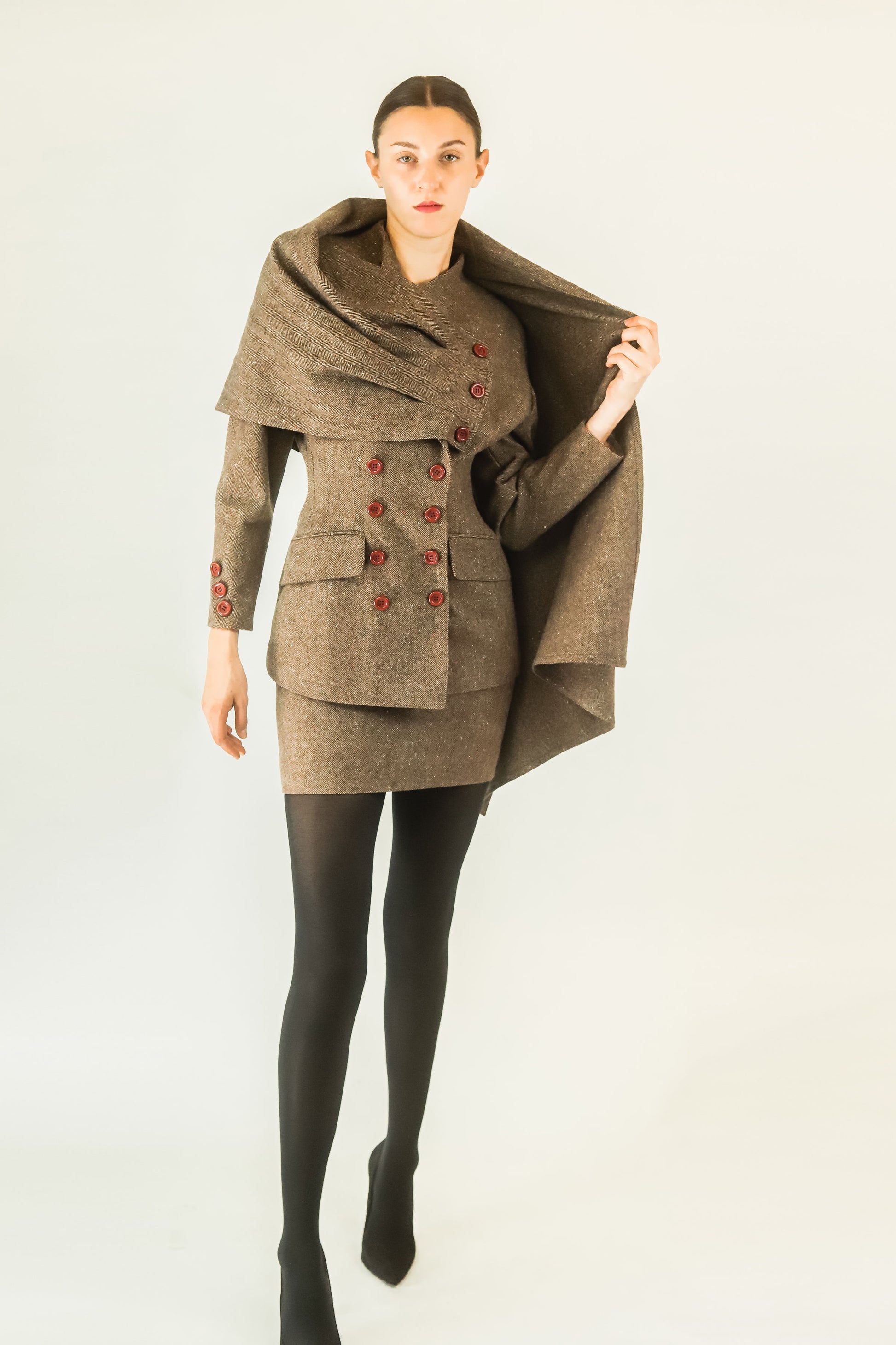 Jacques Molko Wool 3 Piece Cape Skirt Suit - The Kit Vintage