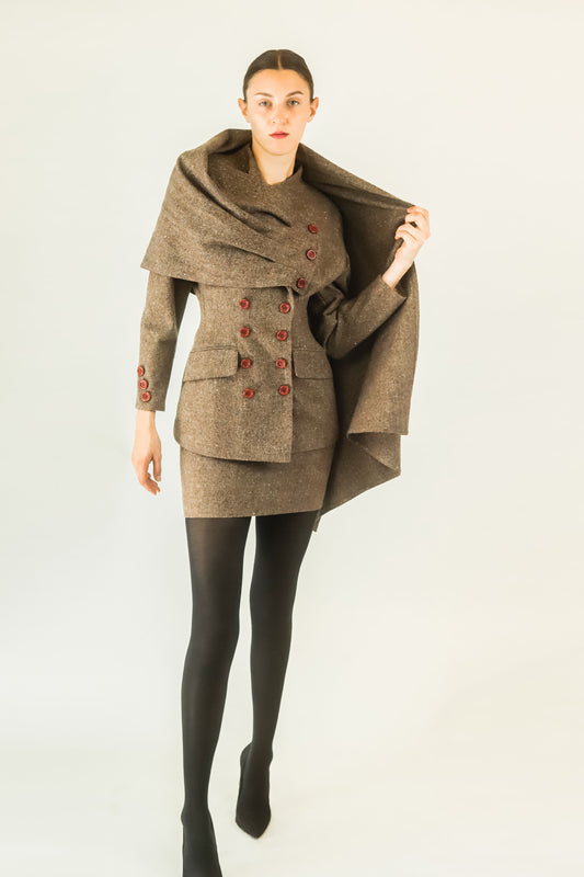 Jacques Molko Wool 3 Piece Cape Skirt Suit - The Kit Vintage