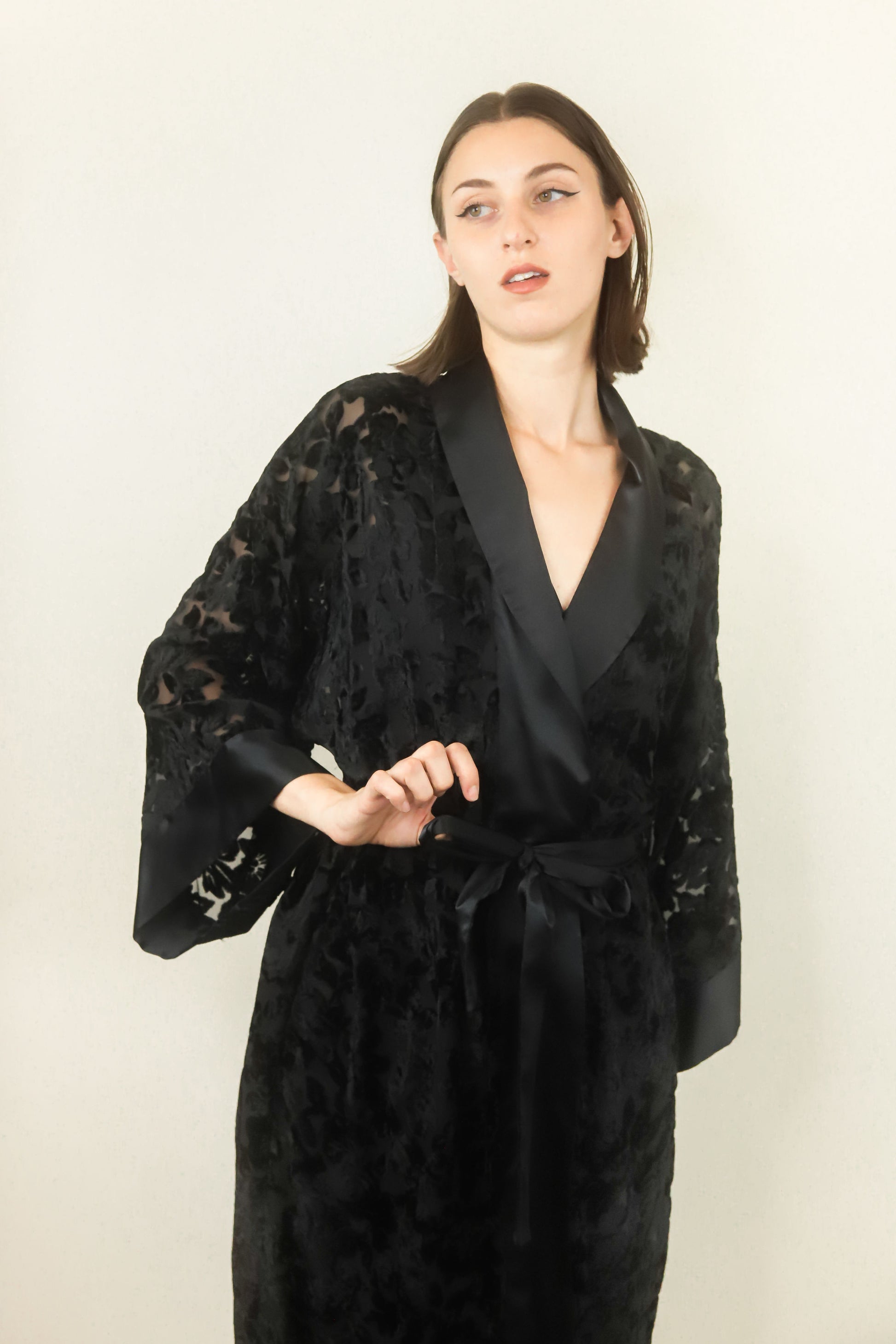 Valentino Black Slip Dress and Robe Set - The Kit Vintage