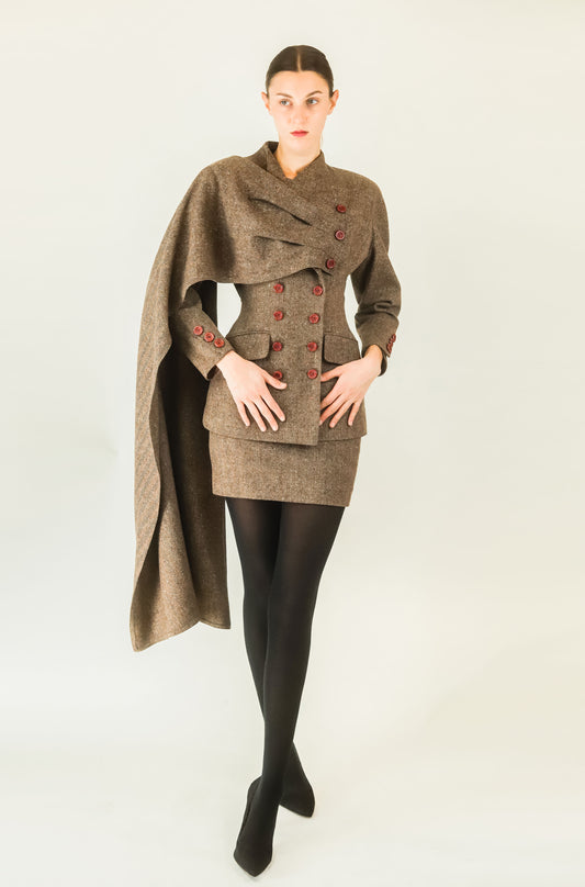 Jacques Molko Wool 3 Piece Cape Skirt Suit - The Kit Vintage