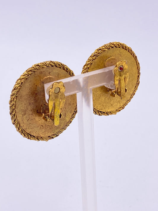 Roxanne Assoulin Dome Emerald Green Satin & Crystal Earrings - The Kit Vintage