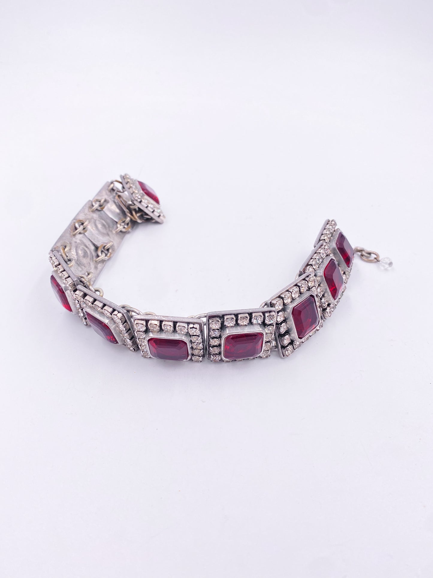 James Galanos designed Ruby Crystal Square Choker Necklace - The Kit Vintage