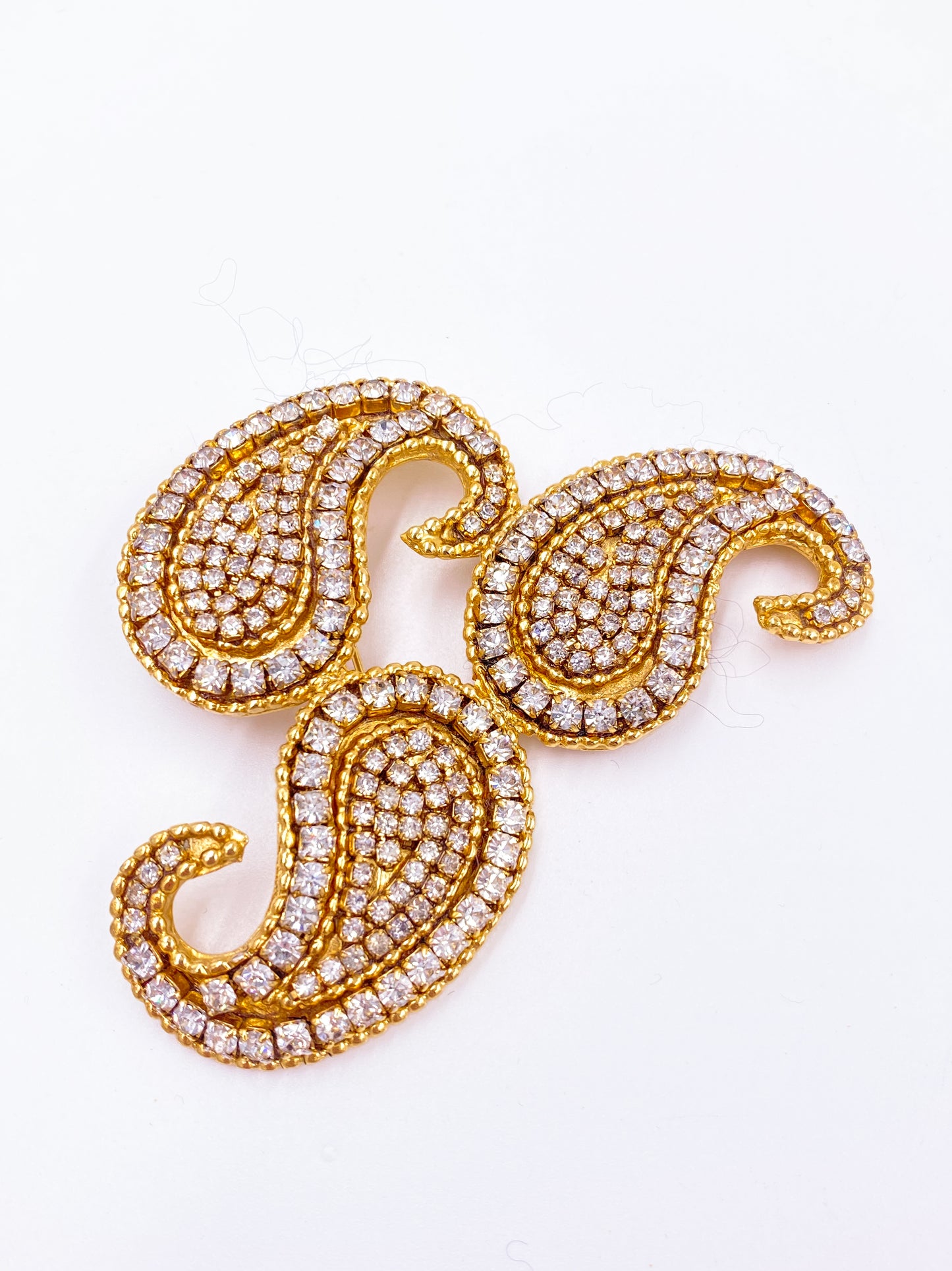 Crystal Paisley Signed Brooch