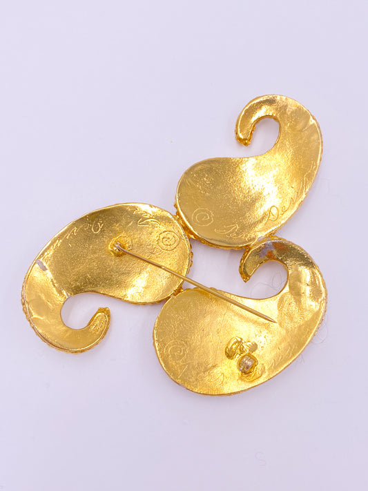 Crystal Paisley Signed Brooch - The Kit Vintage