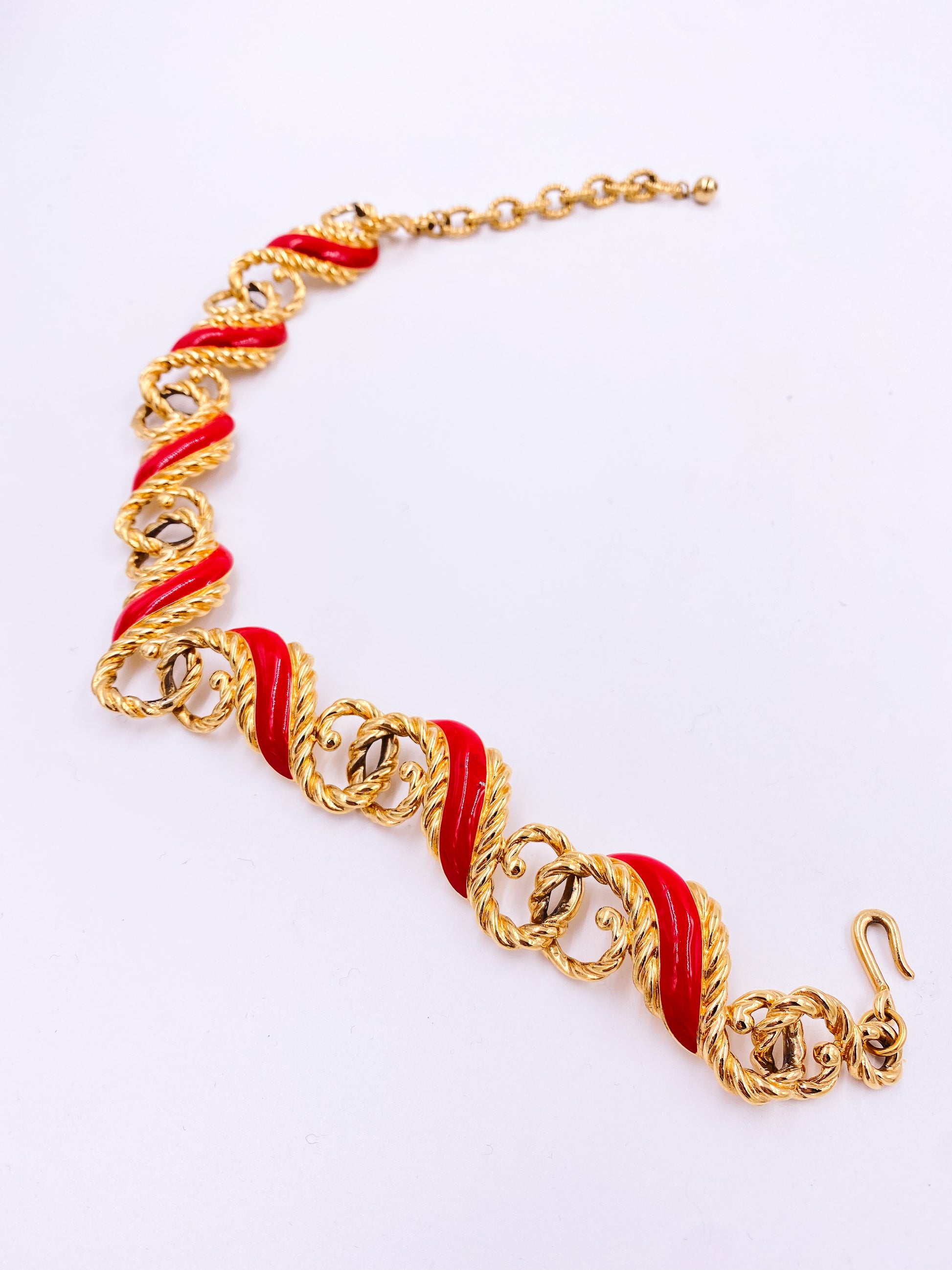Gold and Red Enamel Necklace - The Kit Vintage