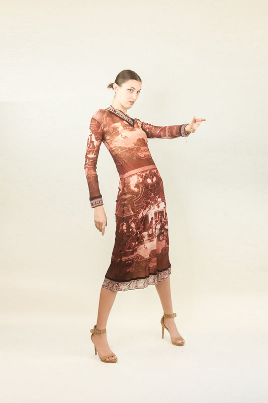 Gaultier Summer 1998 Mesh Printed Dress - The Kit Vintage