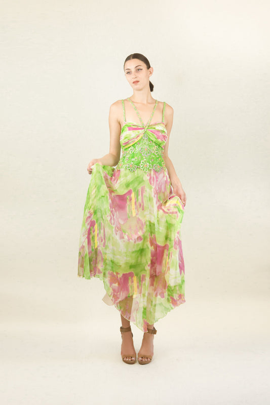 Diane Freis Silk Chiffon Beaded Dress - The Kit Vintage