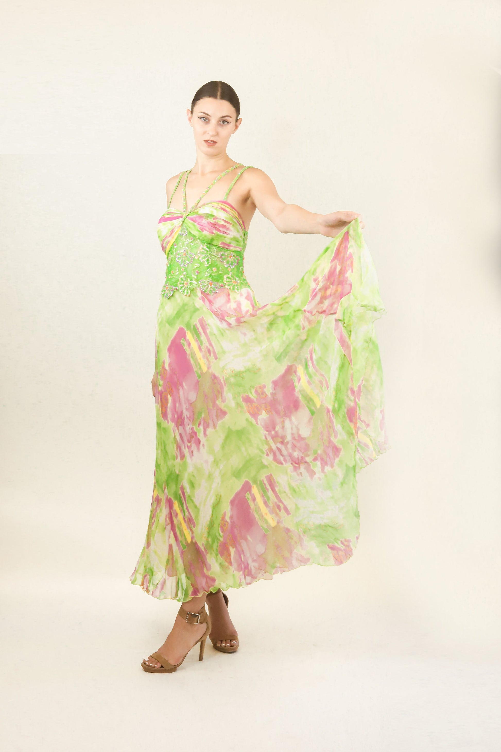 Diane Freis Silk Chiffon Beaded Dress - The Kit Vintage