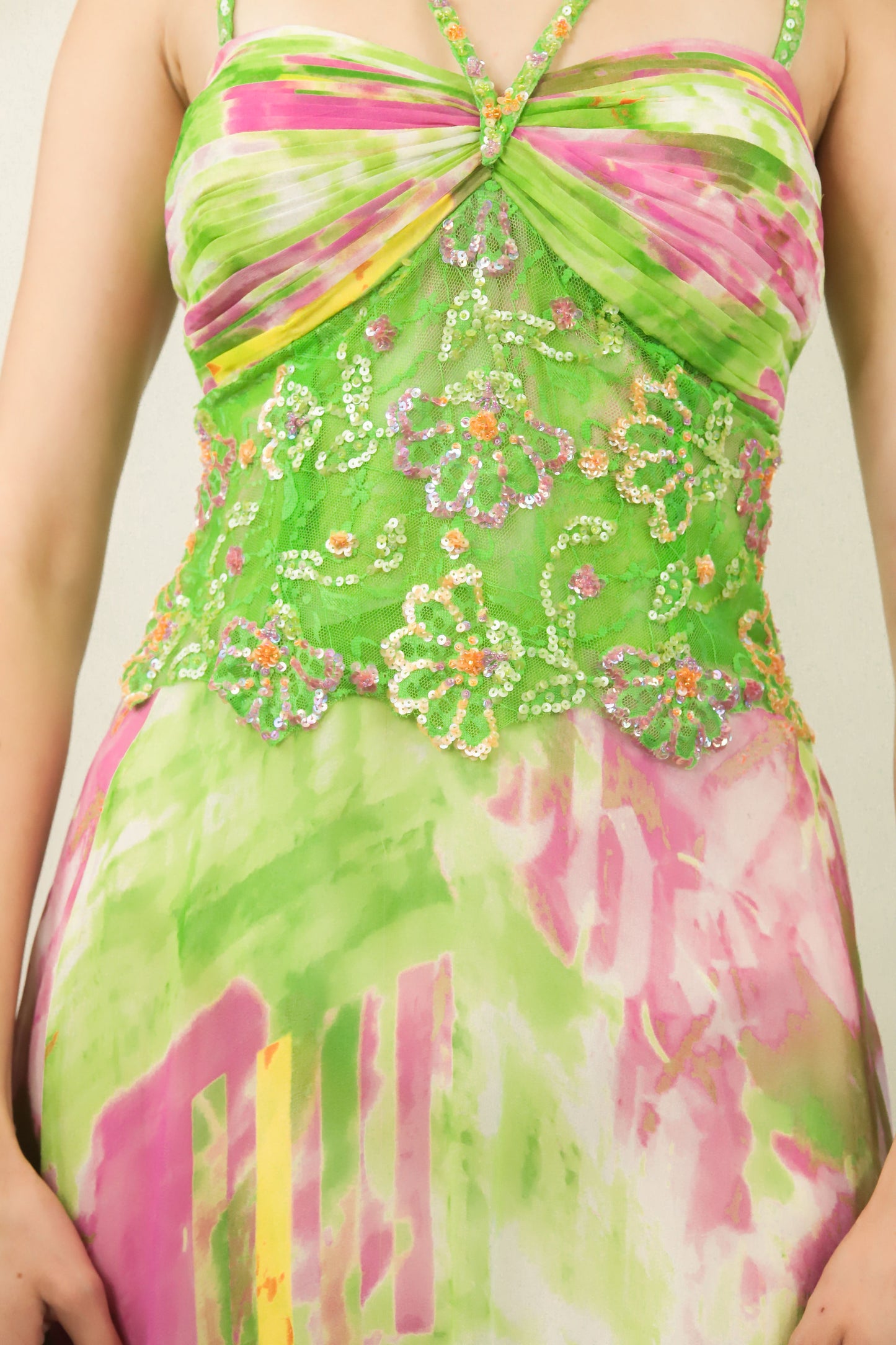 Diane Freis Silk Chiffon Beaded Dress