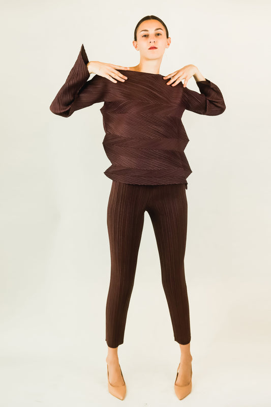 Brown Zig Zag Pleats Please by Issey Miyake Set - The Kit Vintage