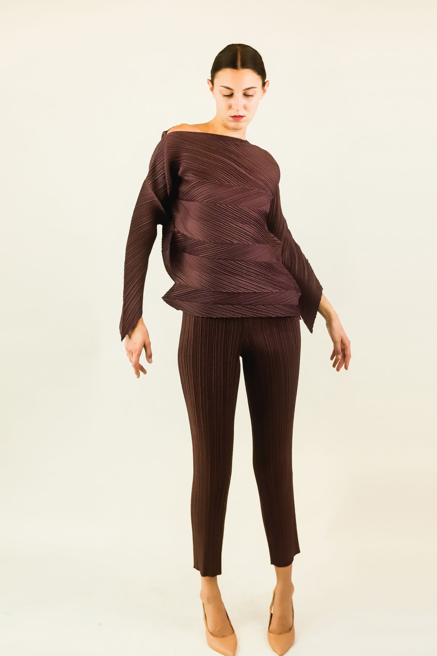 Brown Zig Zag Pleats Please by Issey Miyake Set - The Kit Vintage