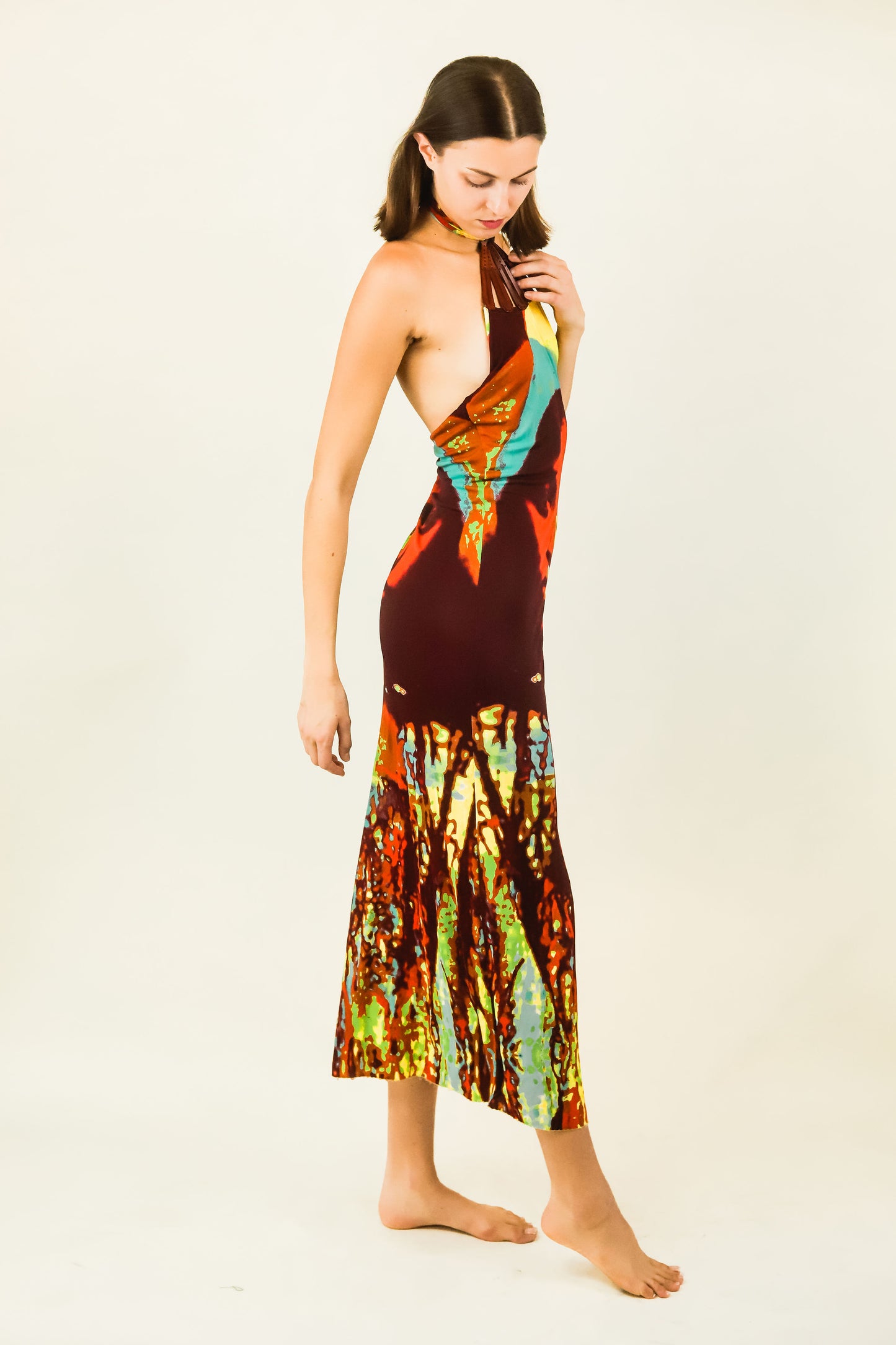 Jean Paul Gaultier S/S 2000 Faces Mesh Halter Dress - The Kit Vintage