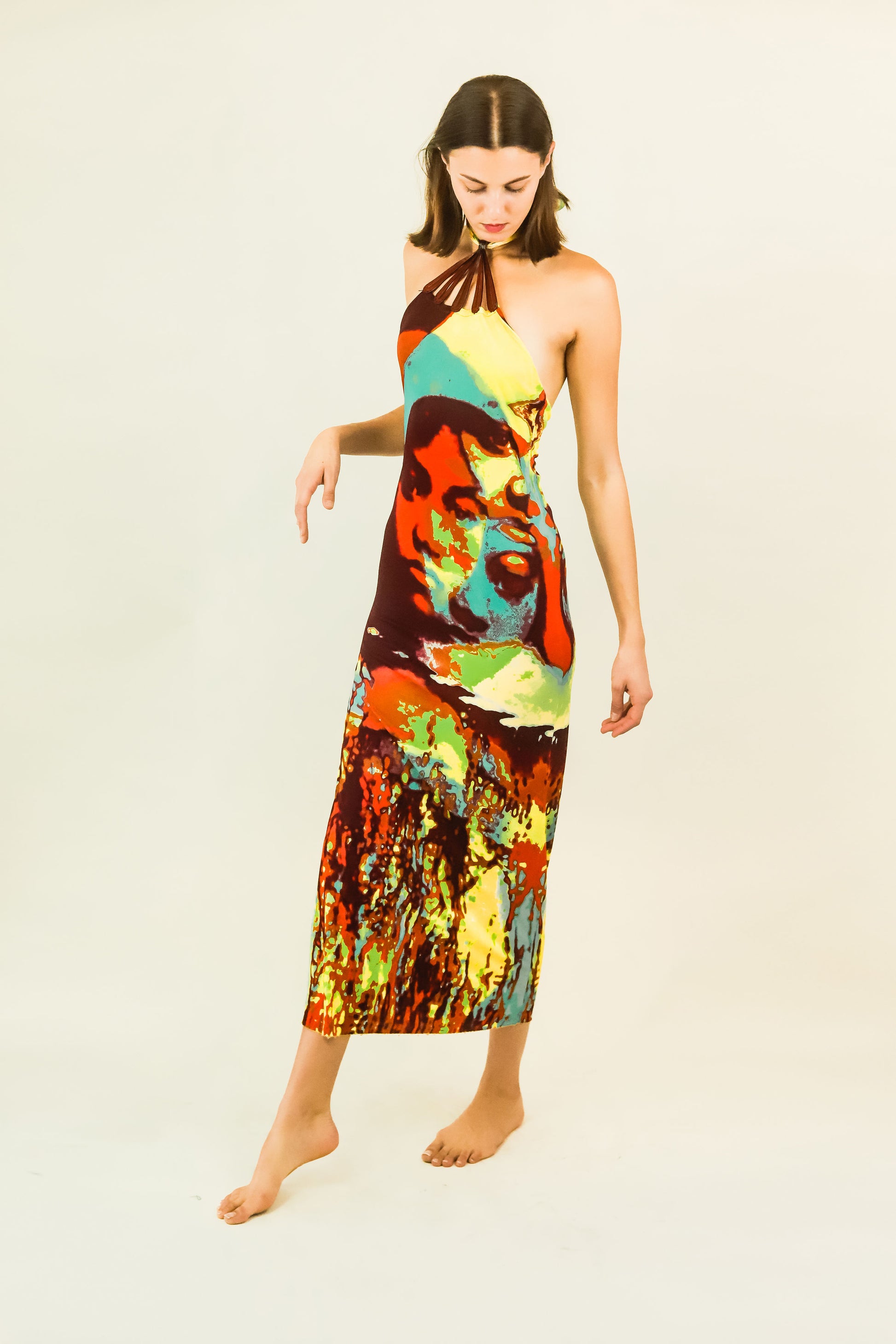 Jean Paul Gaultier S/S 2000 Faces Mesh Halter Dress - The Kit Vintage