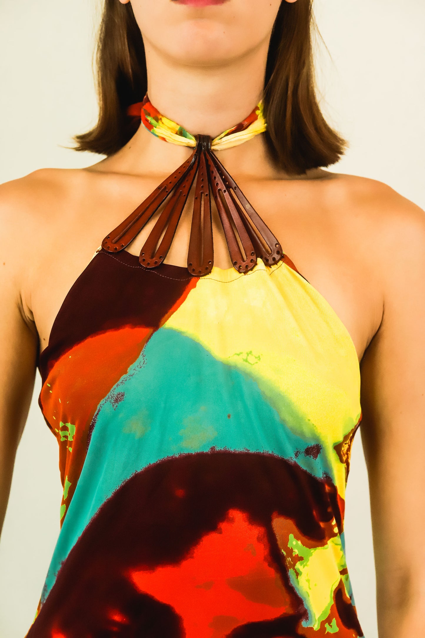 Jean Paul Gaultier S/S 2000 Faces Mesh Halter Dress