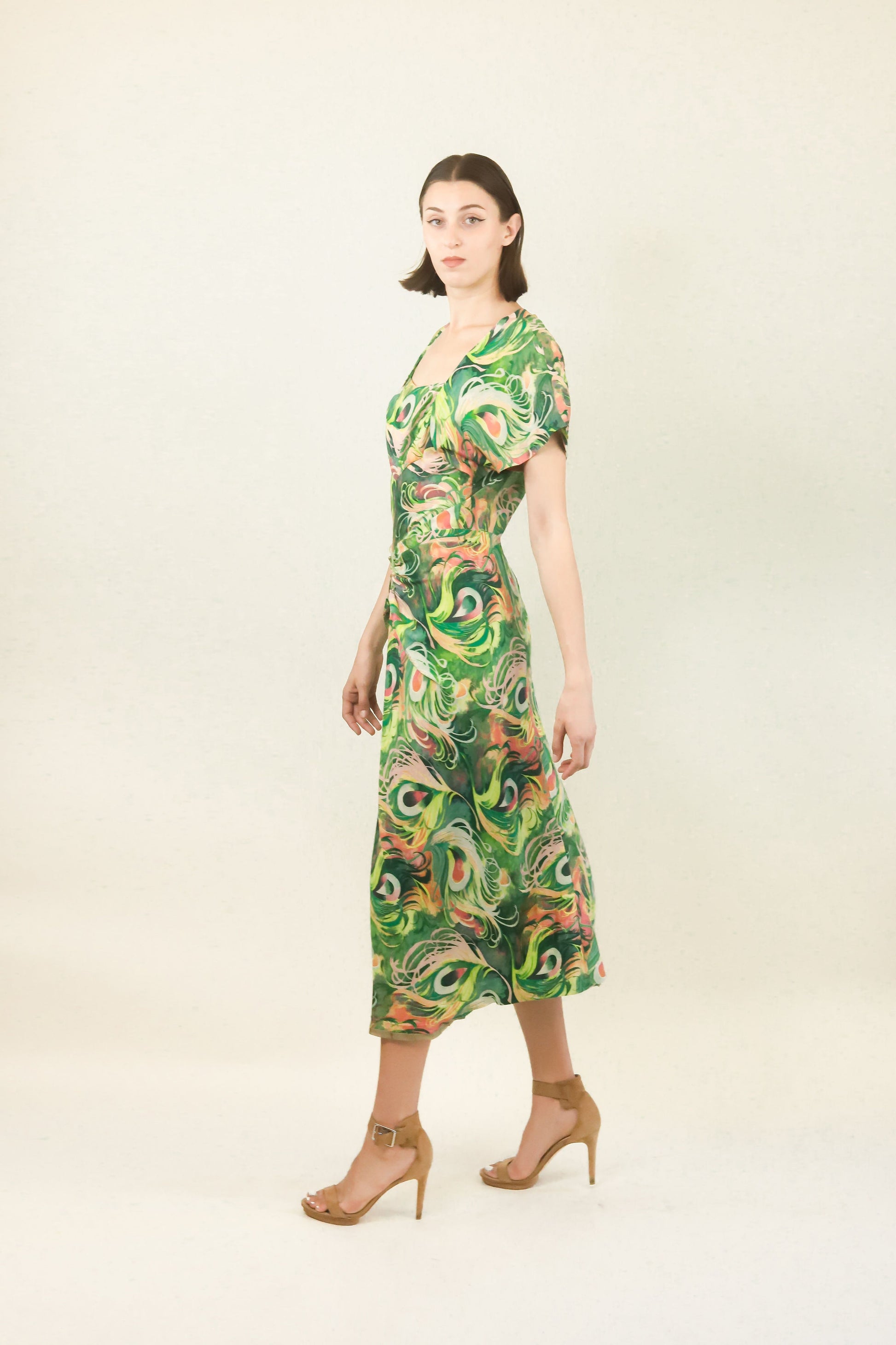 1940's Silk Printed Dress - The Kit Vintage