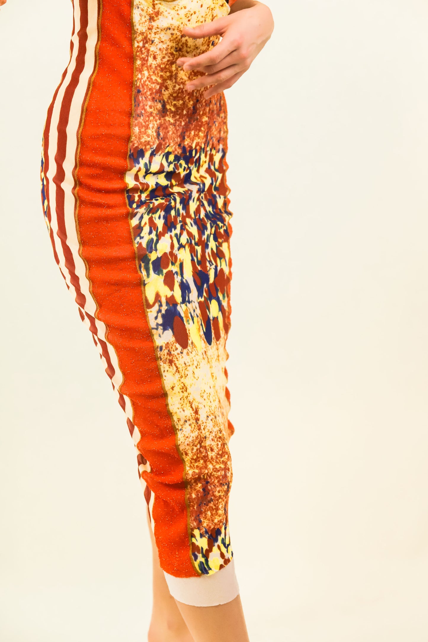 Jean Paul Gaultier Mesh Print Side Stripe Dress - The Kit Vintage