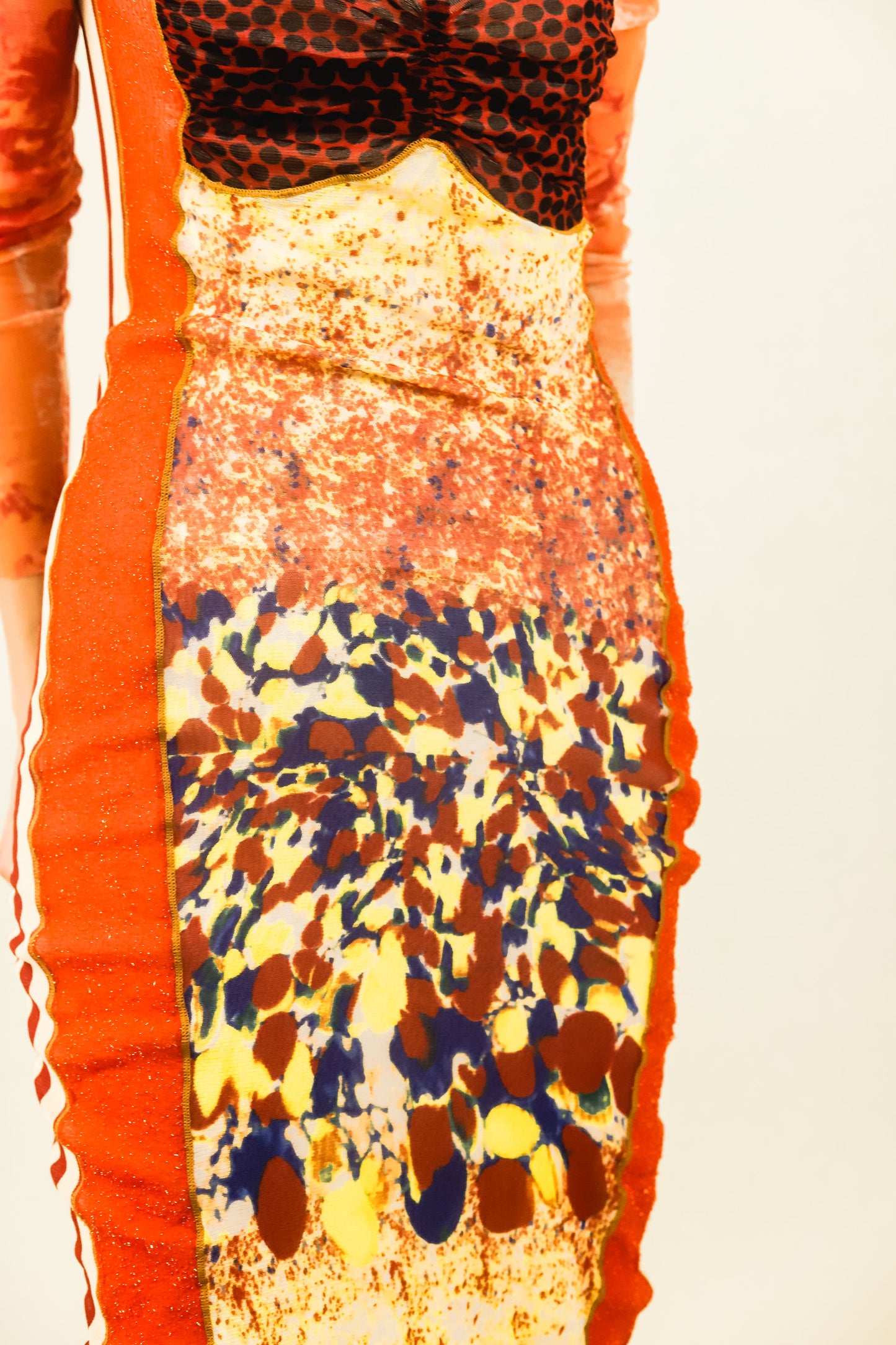 Jean Paul Gaultier Mesh Print Side Stripe Dress - The Kit Vintage