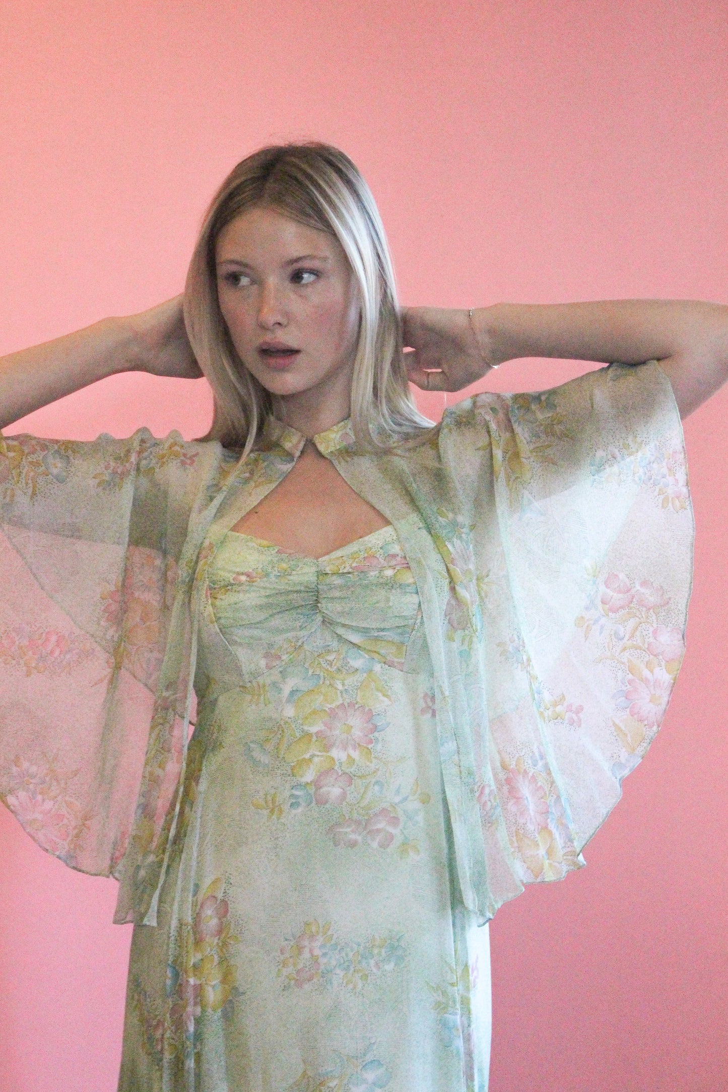 Mint Julep Floral Dress with Cape - The Kit Vintage
