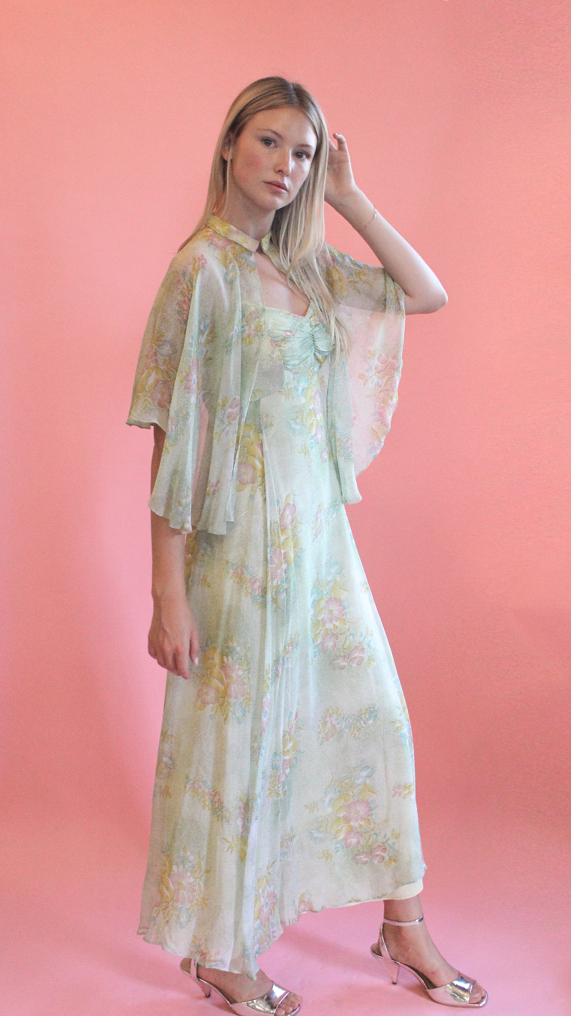 Mint Julep Floral Dress with Cape - The Kit Vintage