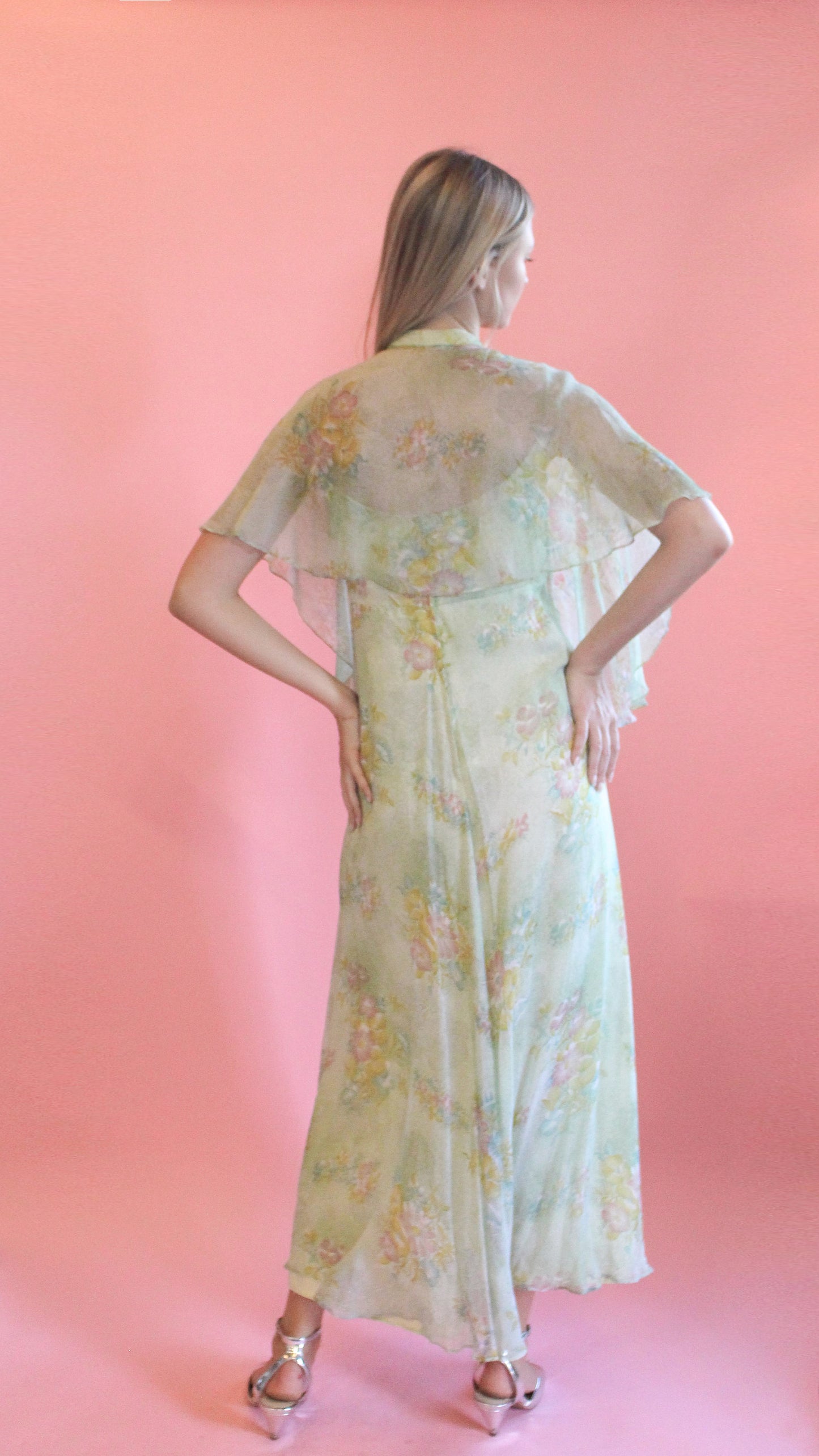 Mint Julep Floral Dress with Cape - The Kit Vintage