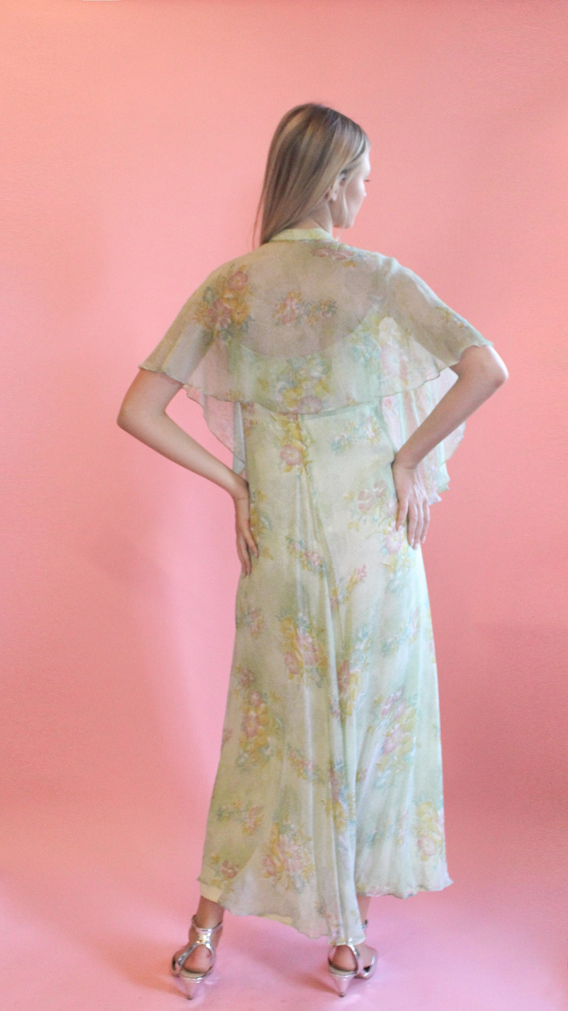 Mint Julep Floral Dress with Cape - The Kit Vintage