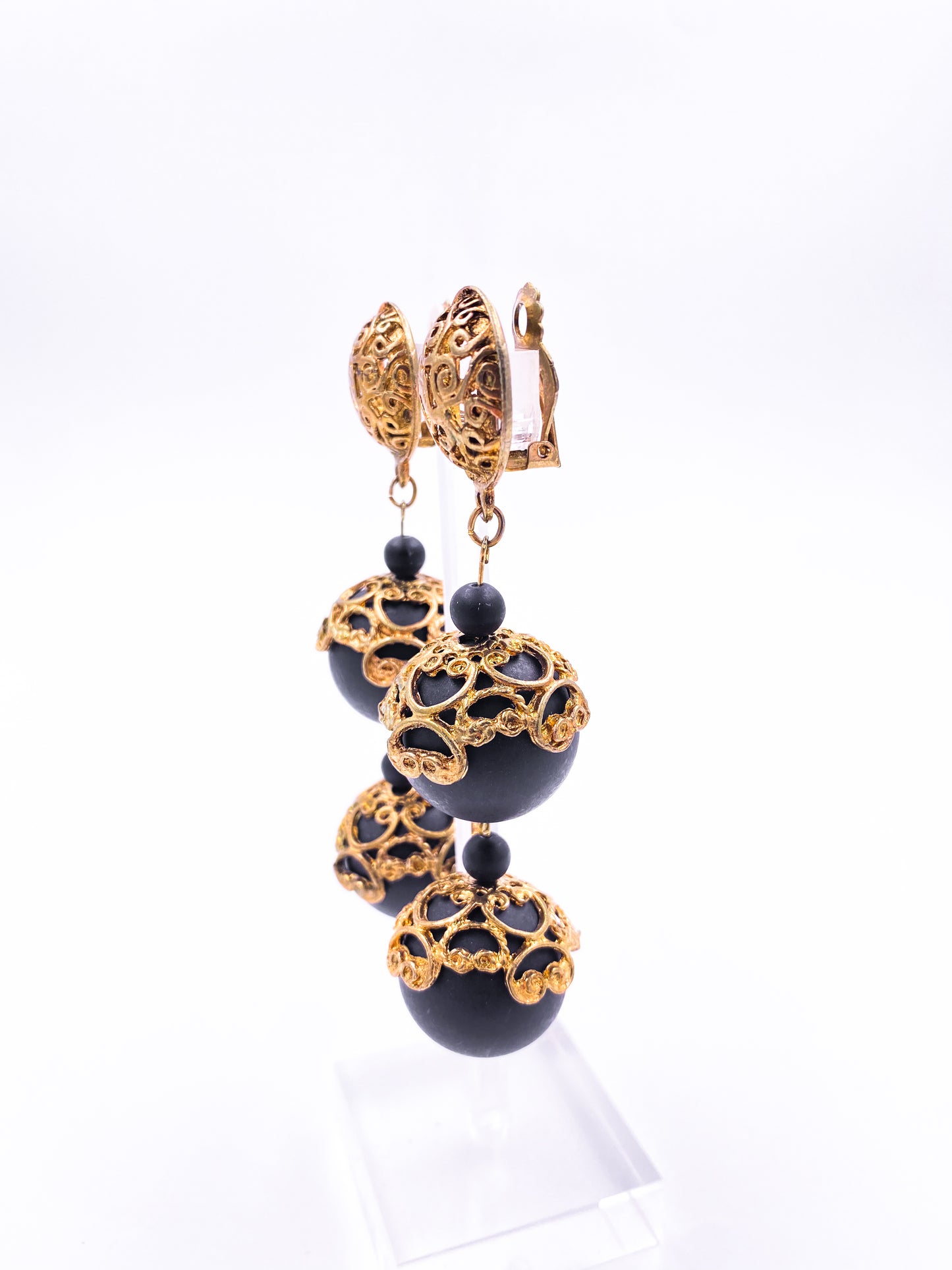 Black Ball Drop Earrings