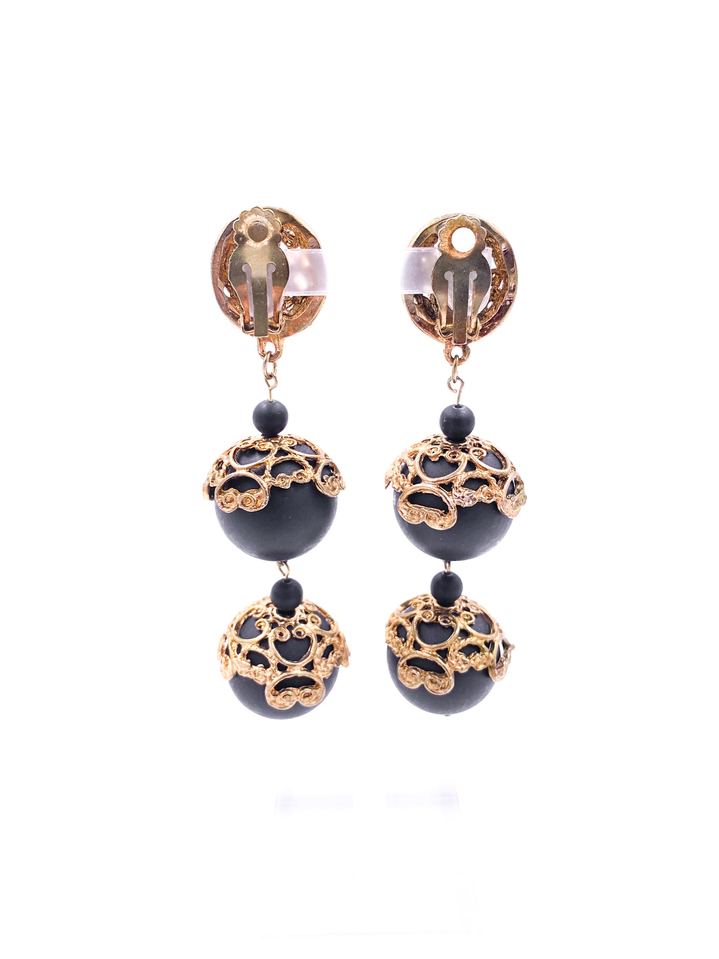 Black Ball Drop Earrings