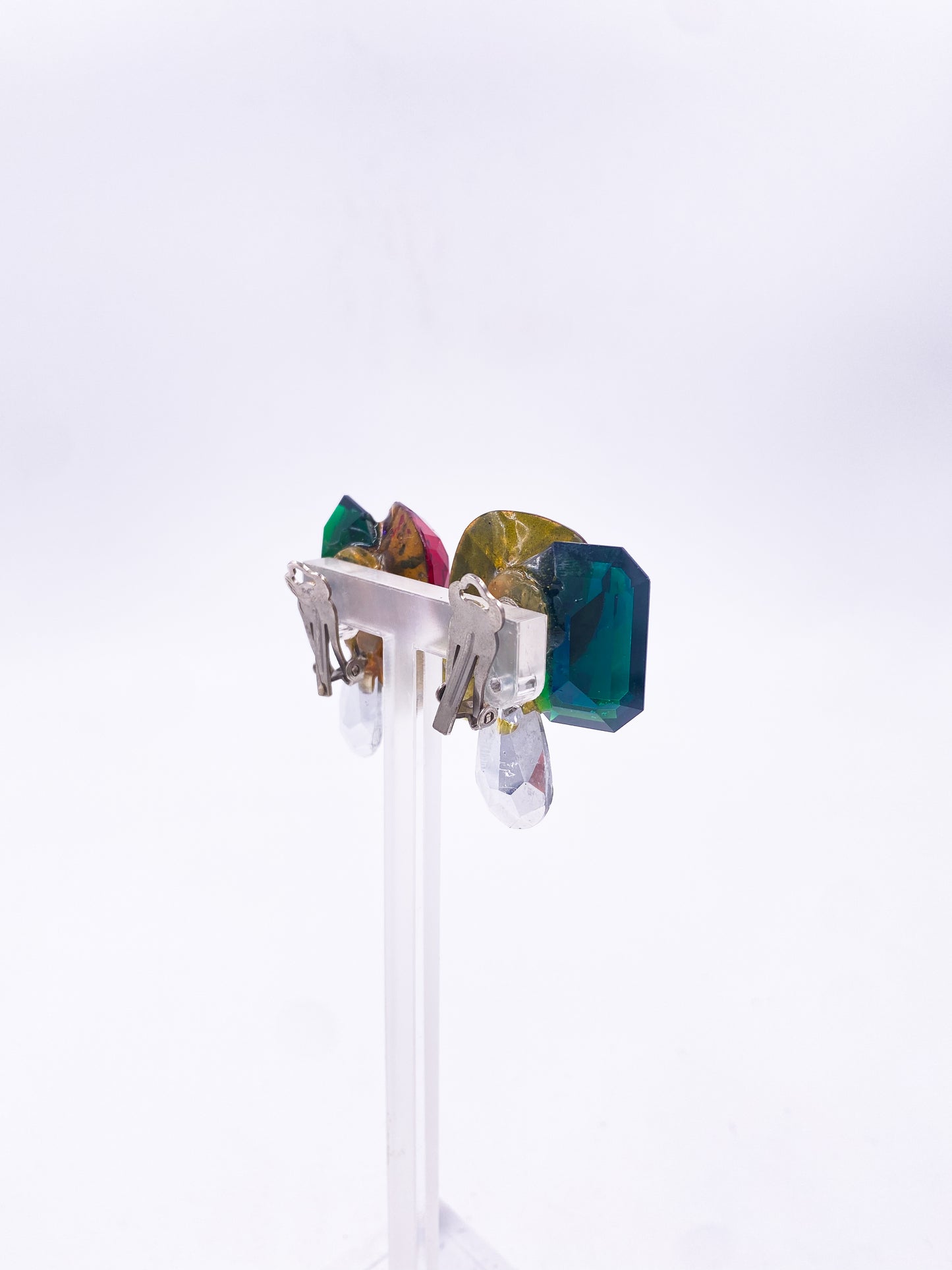 Geometric Crystal Clip-on Earrings - The Kit Vintage