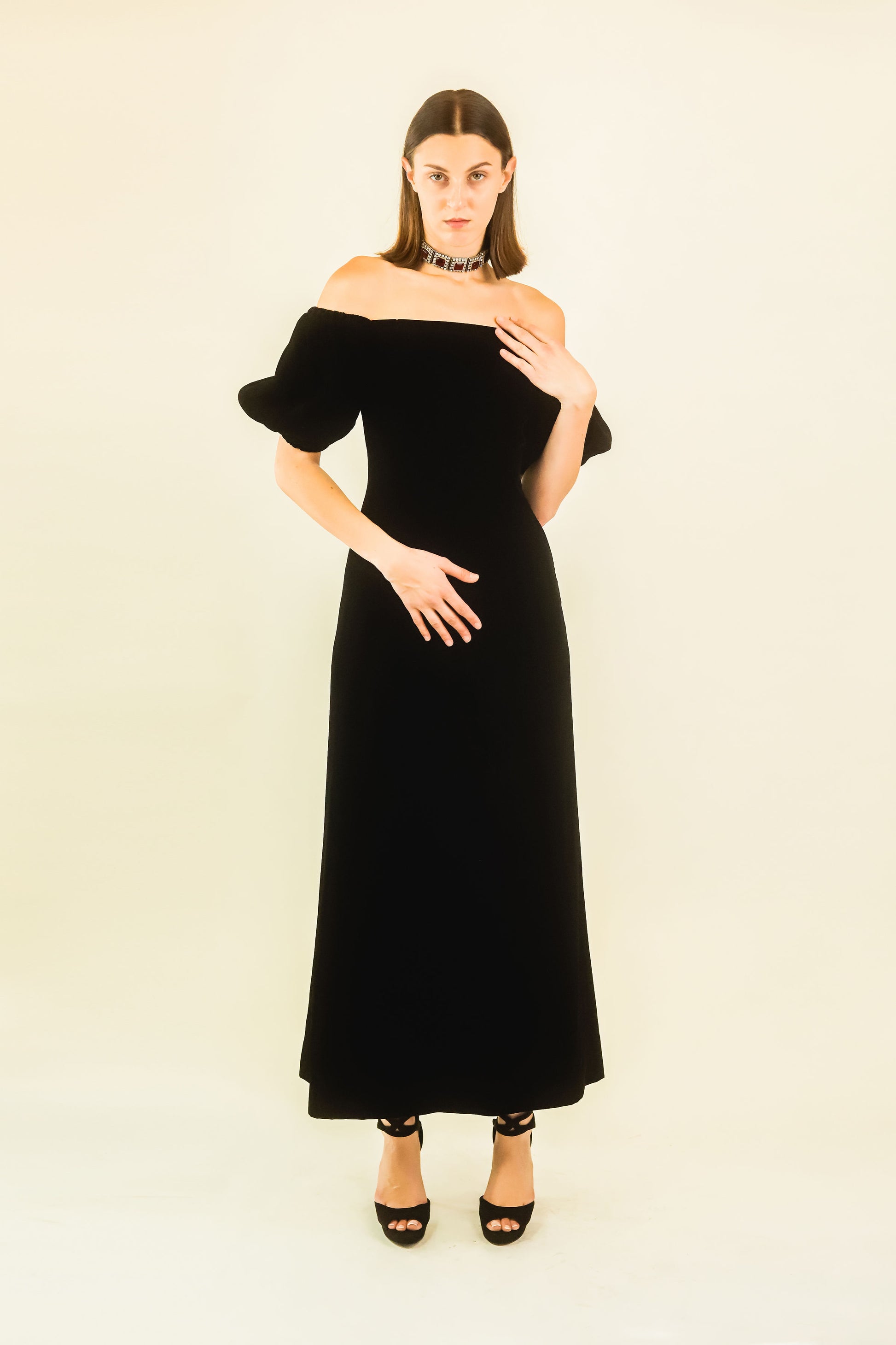 Yves Saint Laurent Off The Shoulder Velvet Gown - The Kit Vintage