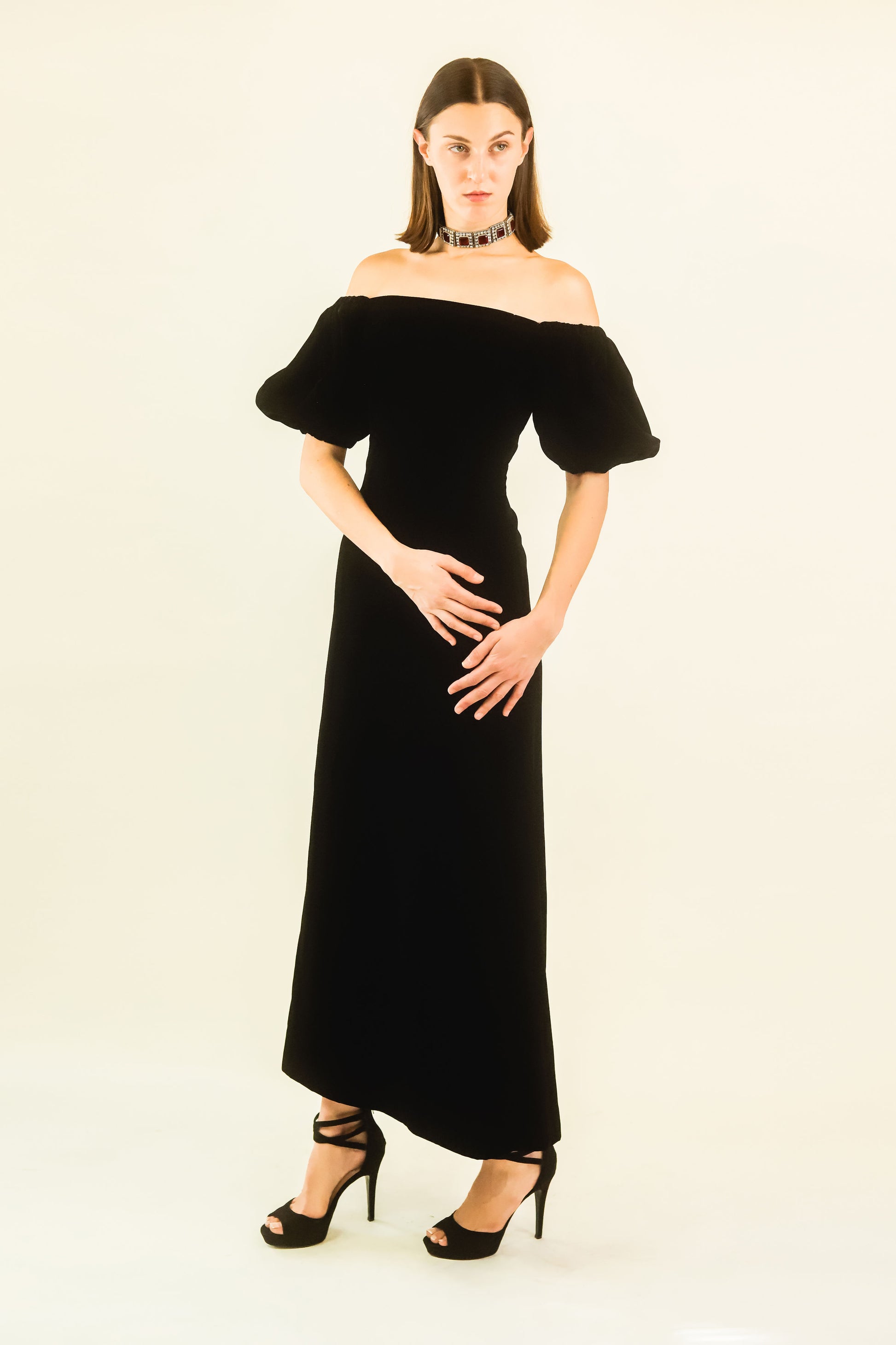 Yves Saint Laurent Off The Shoulder Velvet Gown - The Kit Vintage