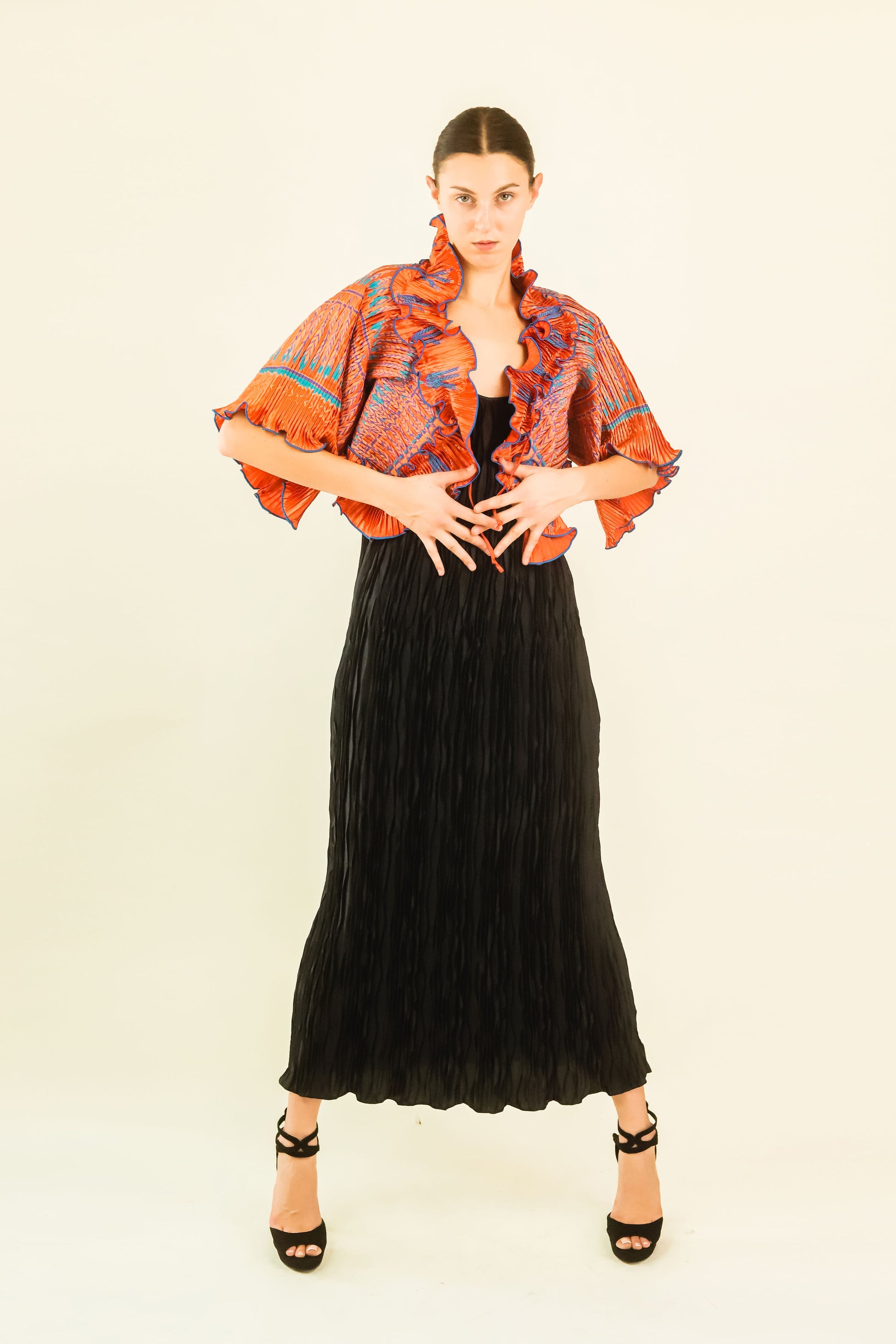 Zandra Rhodes Pleated Dress and Bolero Set - The Kit Vintage
