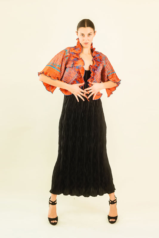 Zandra Rhodes Pleated Dress and Bolero Set - The Kit Vintage
