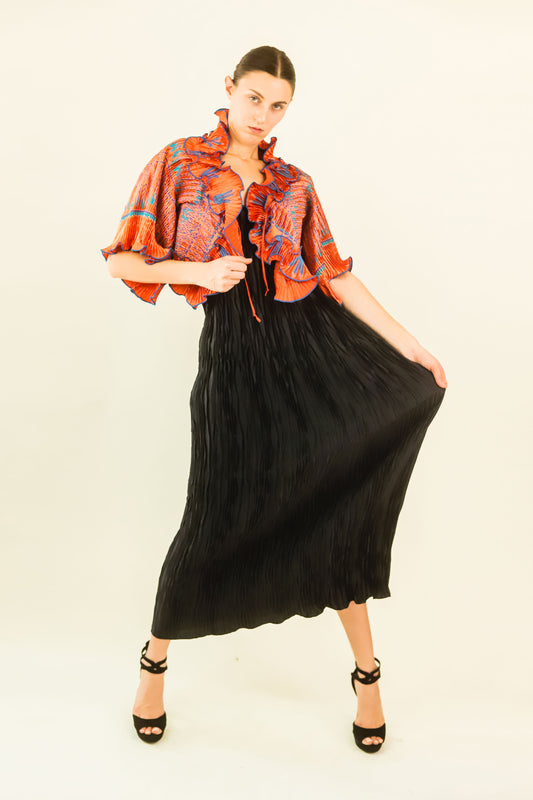 Zandra Rhodes Pleated Dress and Bolero Set - The Kit Vintage