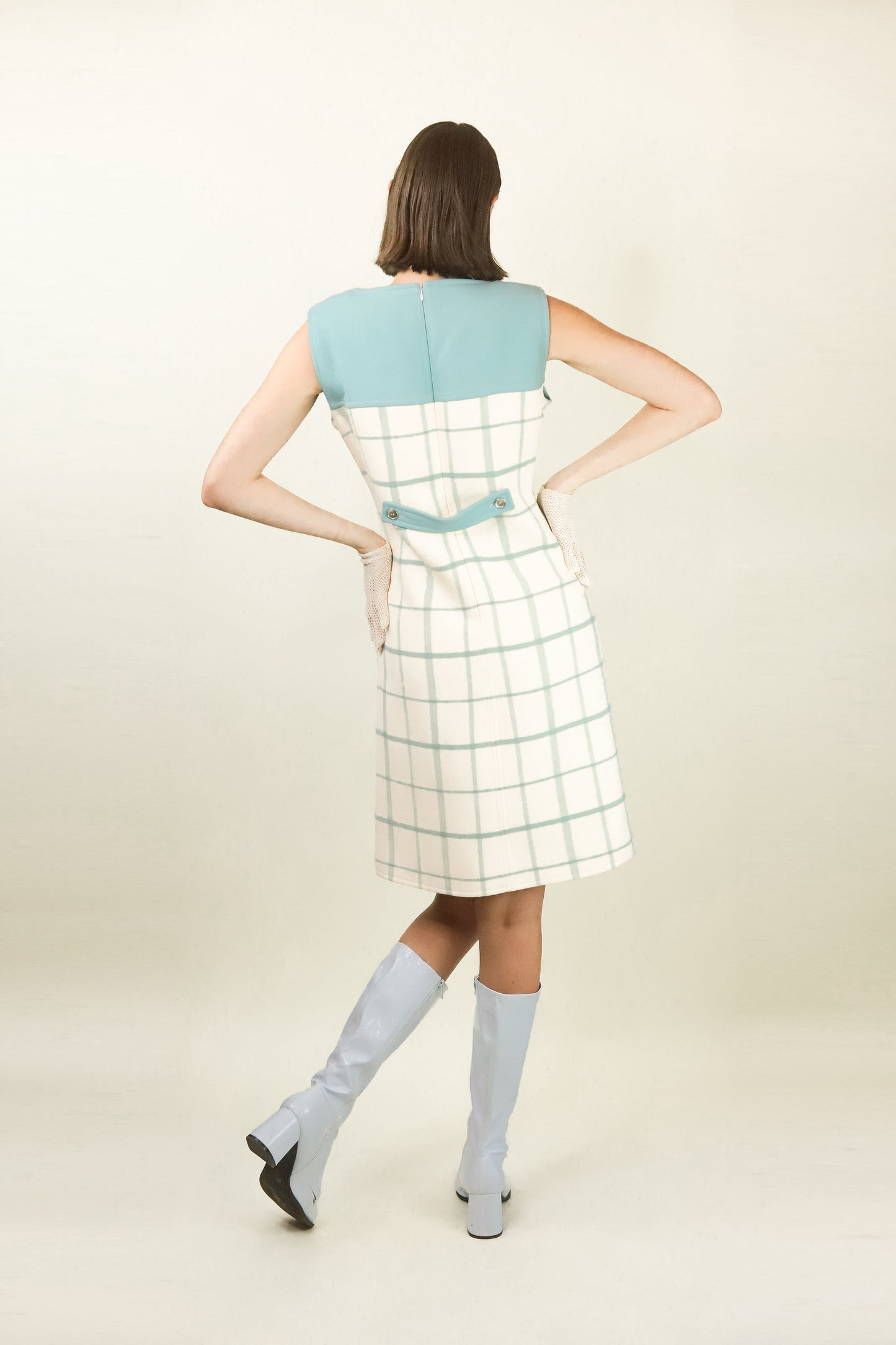 Courreges c. 1980's Sky Blue Plaid Mini Dress - The Kit Vintage