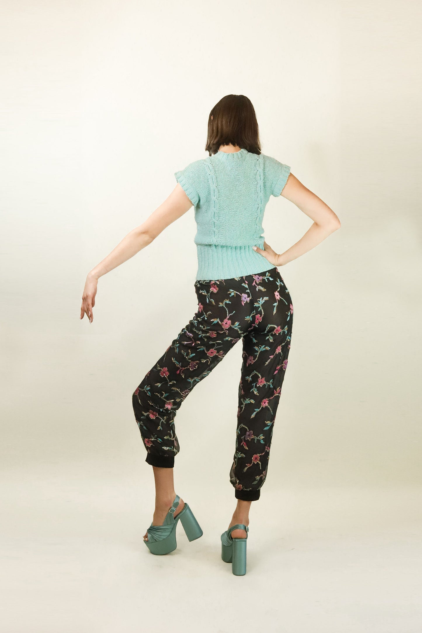 Courreges c. 1970's Sheer & Floral Applique Pants - The Kit Vintage