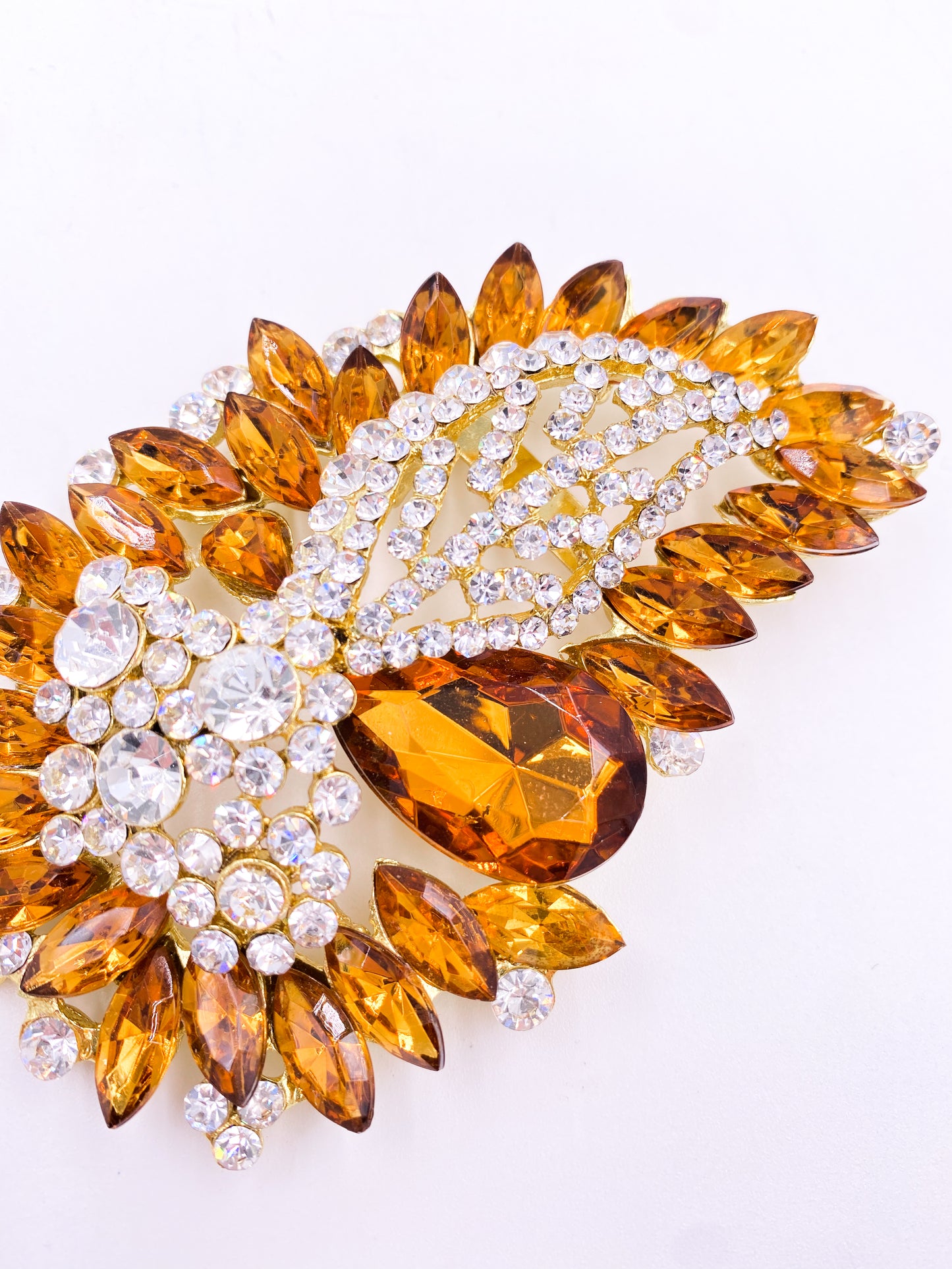 Large Citrine Color Brooch - The Kit Vintage